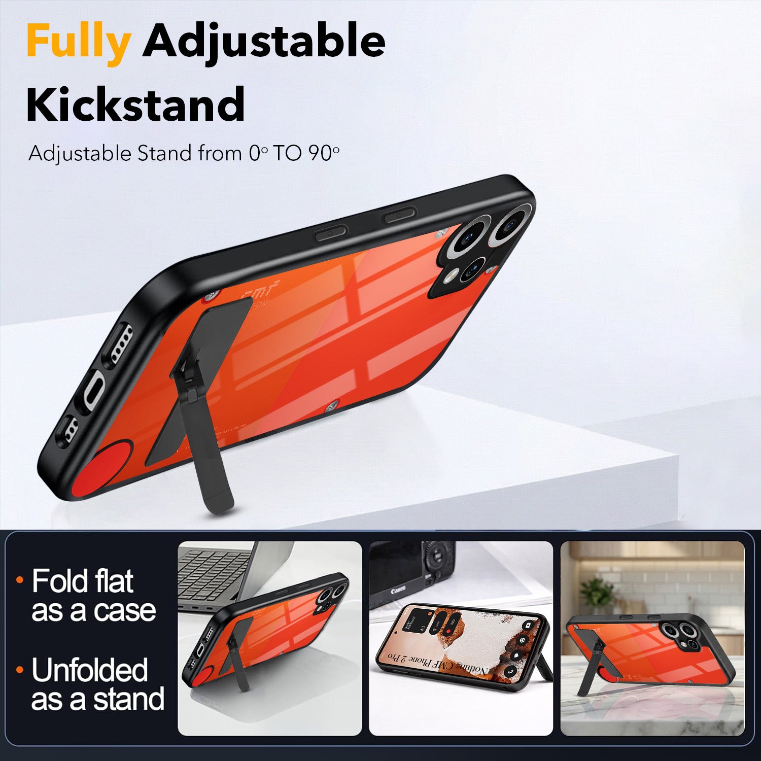 For Nothing CMF Phone 2 Pro Back Cover Case (Built-in Stand | Lifetime Anti Yellow | Kickstand Shockproof | Camera Protection | MagSafe Compatible)