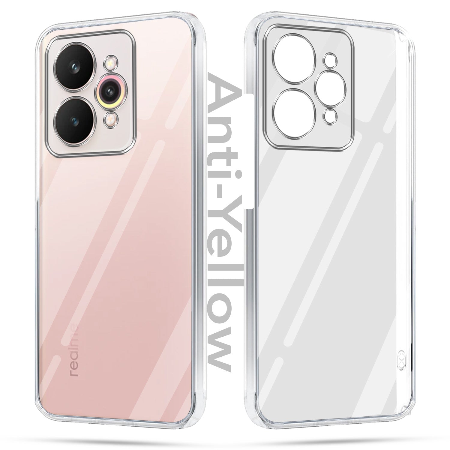 For Realme 15 Combo with Back Cover and 9H Tempered Glass (Lifetime Anti-Yellow | Sleek Hard Crystal | Oleophobic Coating Screen Glass)