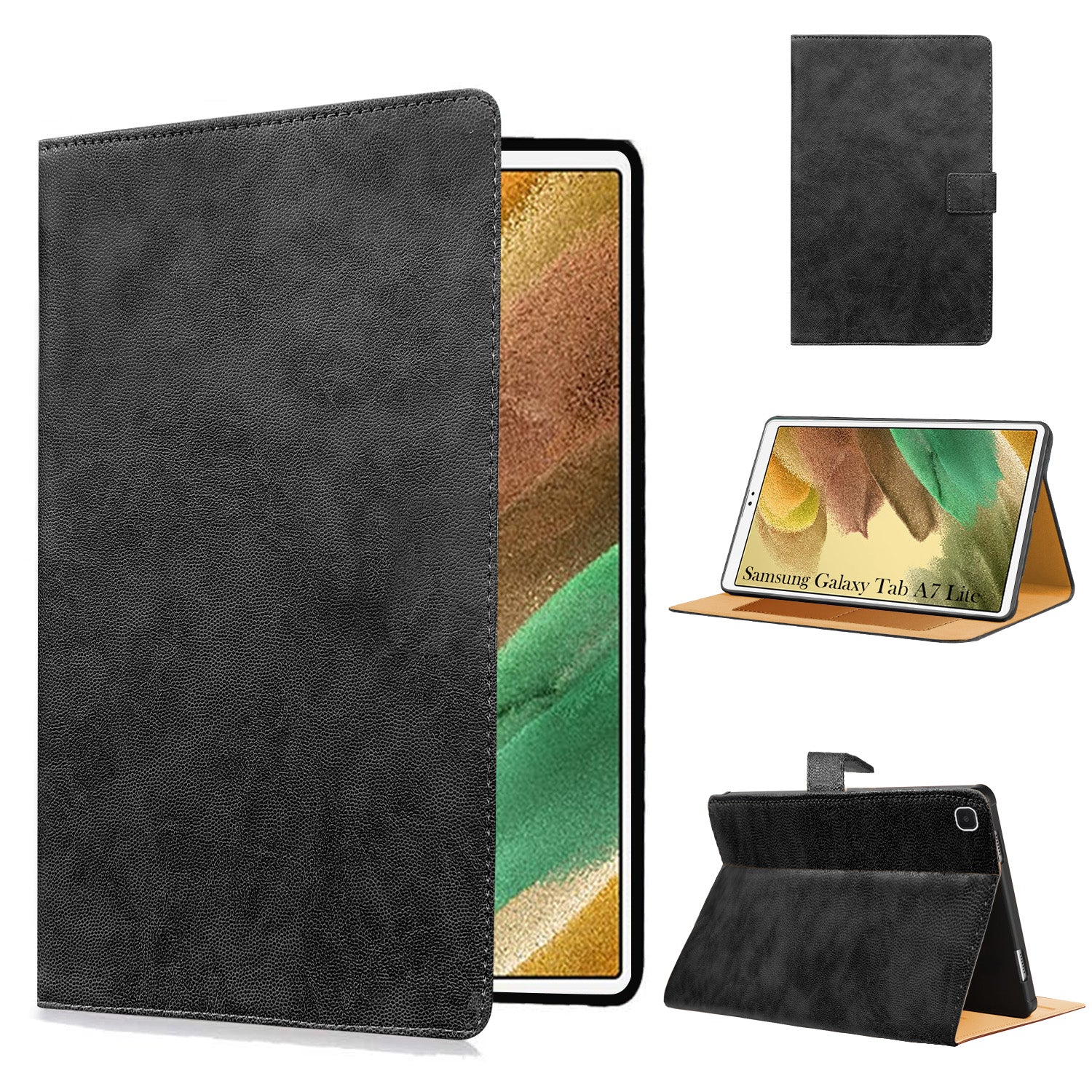 For Samsung Galaxy Tab A7 Lite 8.7 Inch SM-T225/T220/T225N/T227U  Flip Cover Folio Cover (PU Matte Leather | Multi-Angle Smart Stand | Card Storage Slots | Silicone Back Pouch)