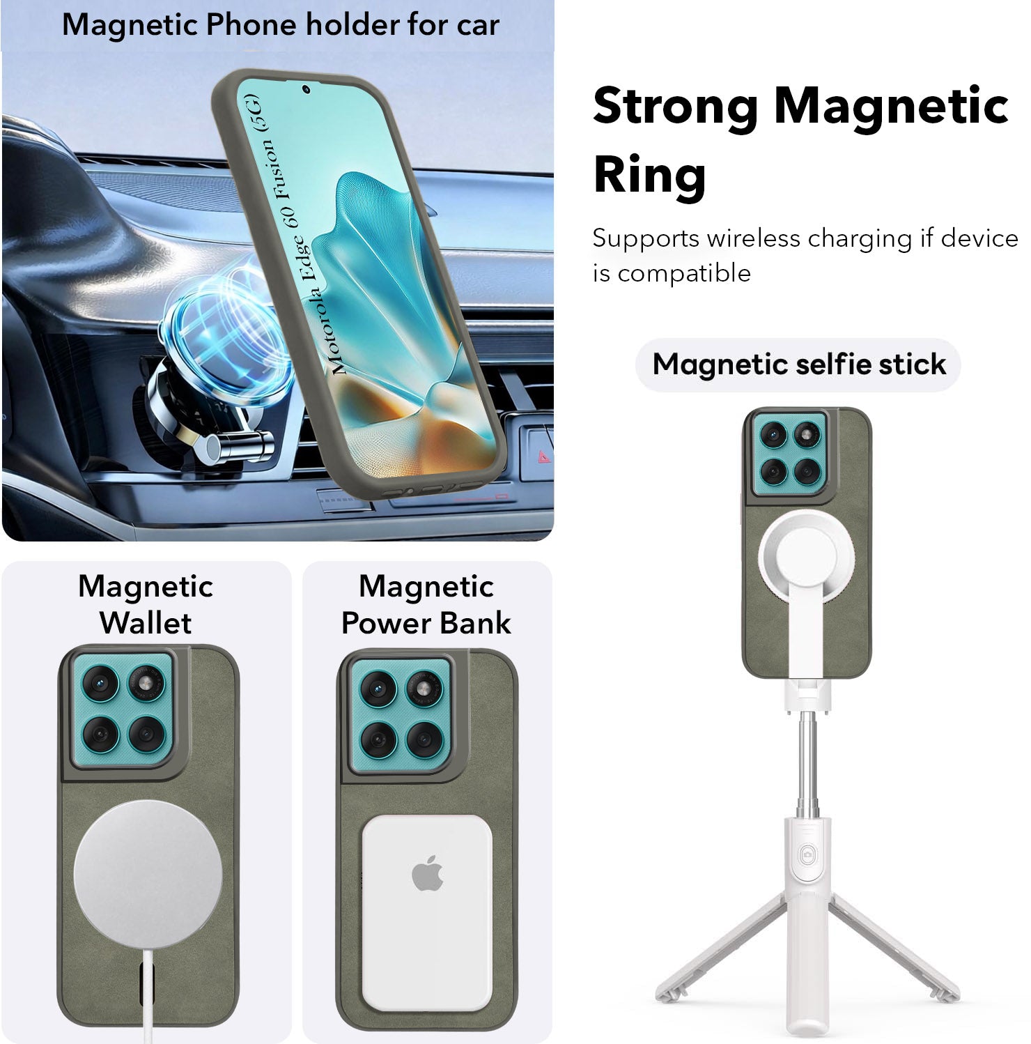 For Motorola Moto Edge 60 Fusion Back Cover Case Leather Finish (MagSafe Compatible Wireless Charging | Soft Touch | Camera Bump Protection)