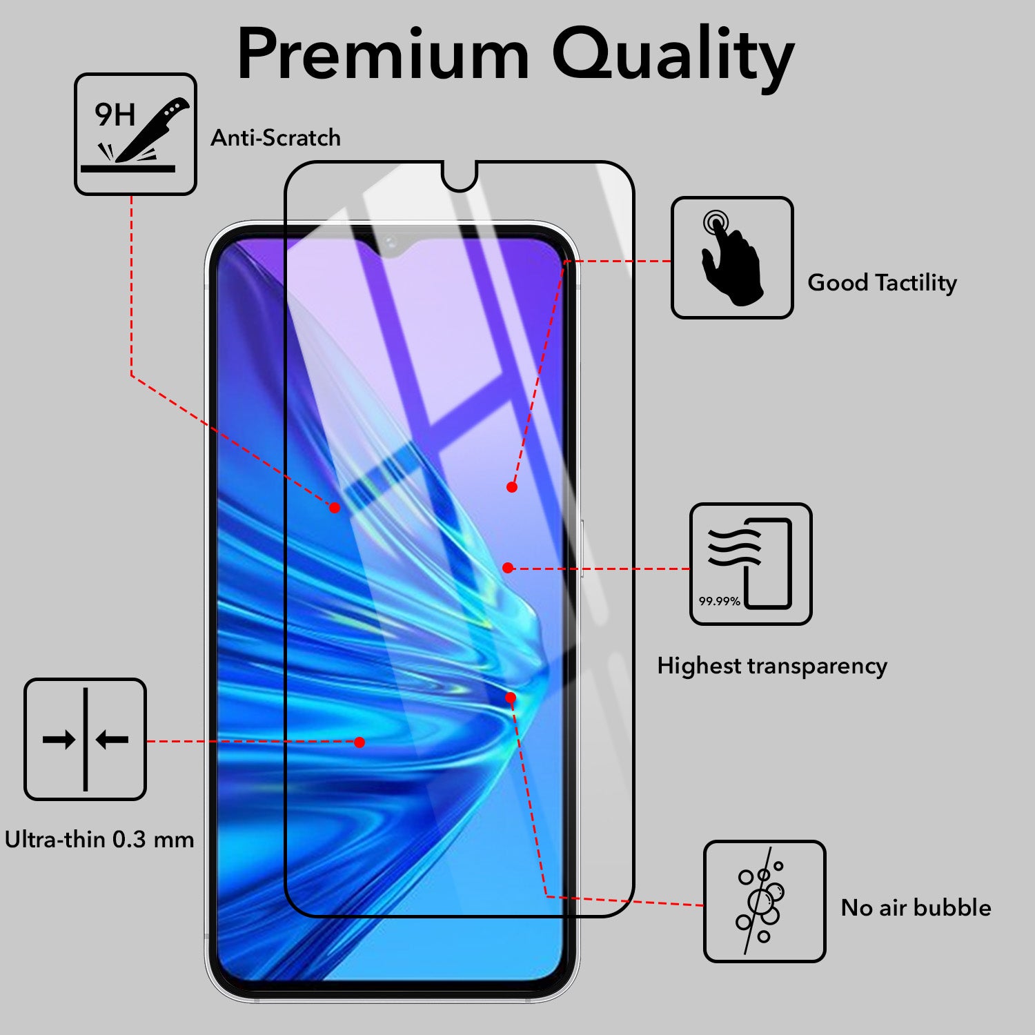 (Pack of 2) Tempered Glass For Realme 5 | 5s | 5i Military-Grade Gorilla Screen Protector With Installation Kit | Shatterproof, Full Coverage, HD Clear, Scratch Resistant