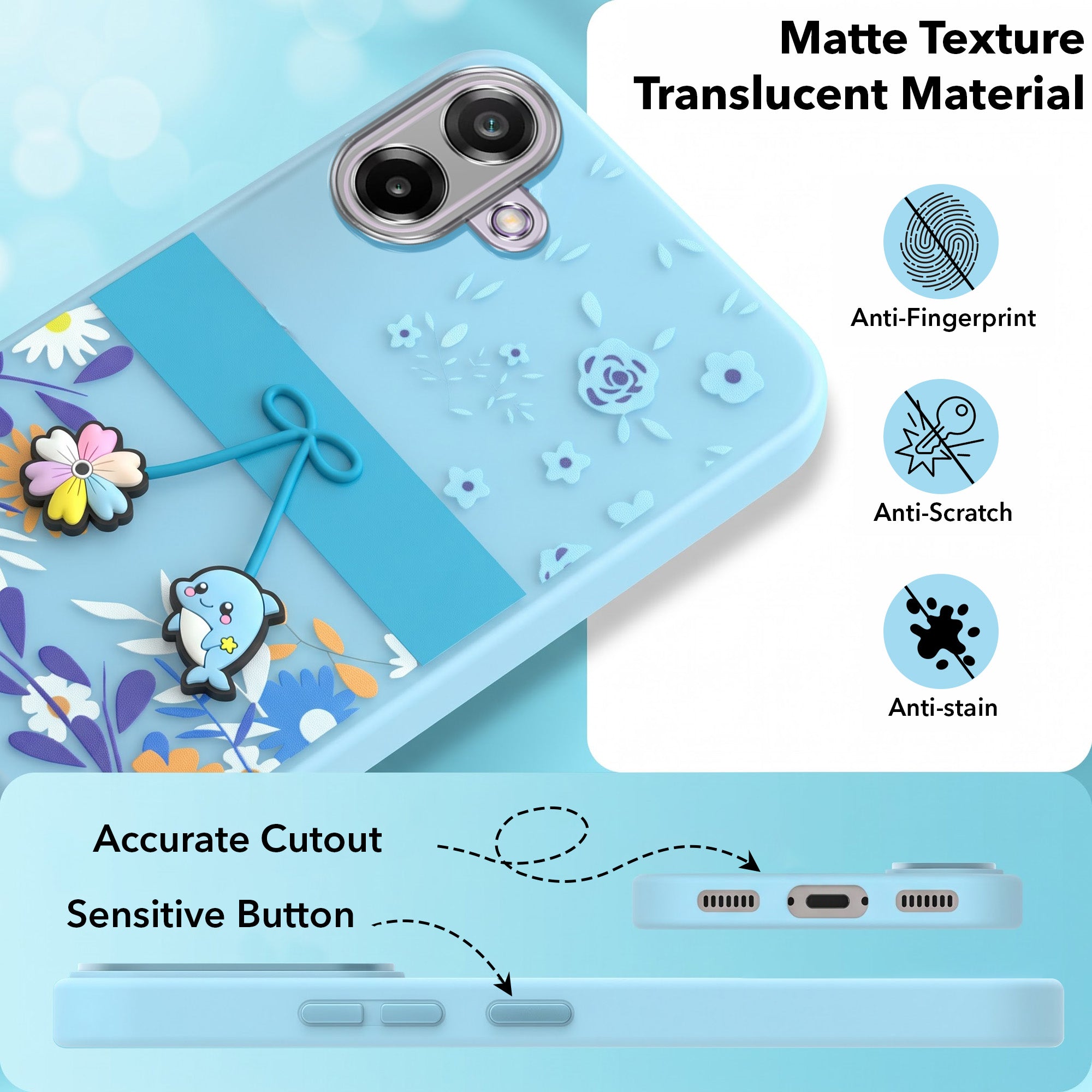 For Samsung Galaxy M17e Back Cover Case (3D Cute Cartoons | Hard Back Side Soft | Matte Premium Finish | HD Printing)