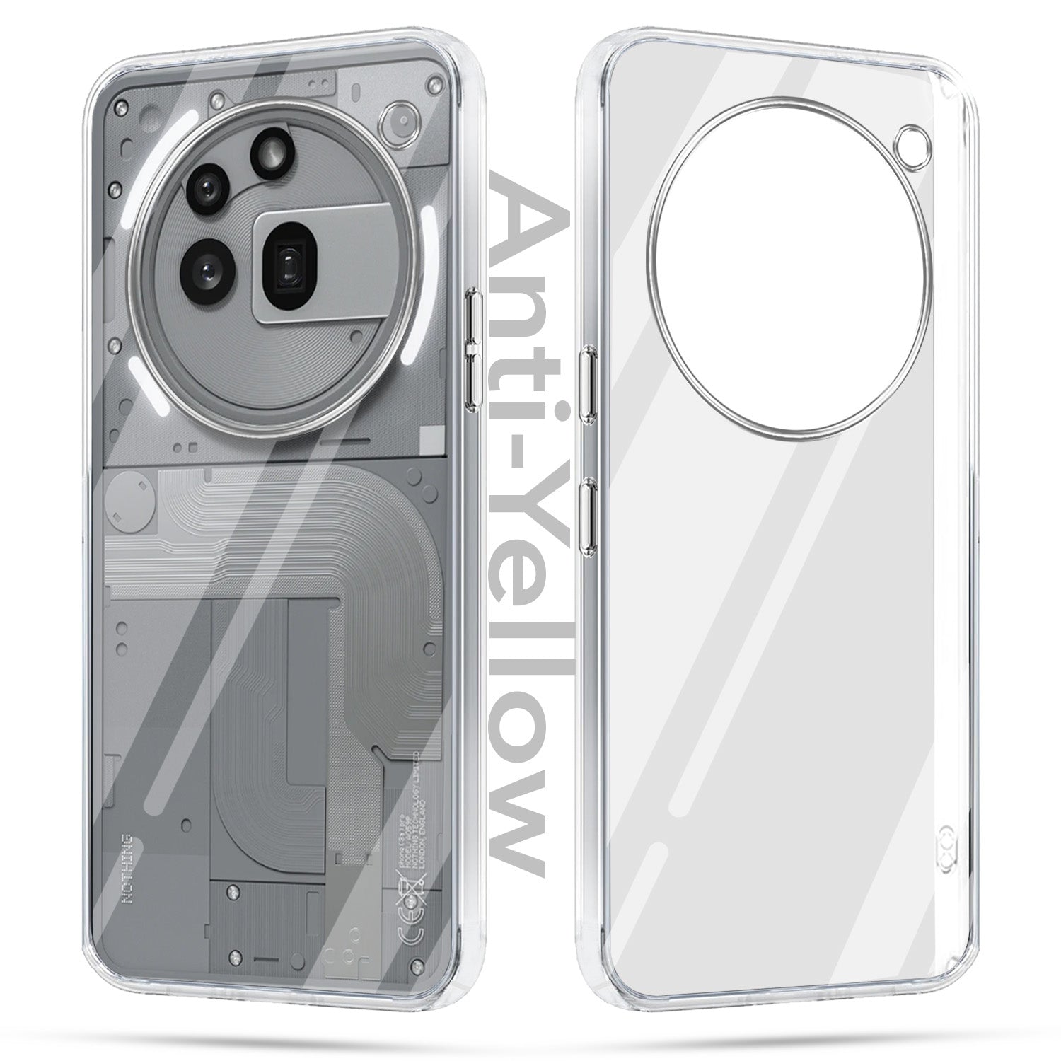 For Nothing Phone 3A Pro 5G Combo with Back Cover and 9H Tempered Glass (Lifetime Anti-Yellow | Sleek Hard Crystal | Oleophobic Coating Screen Glass)