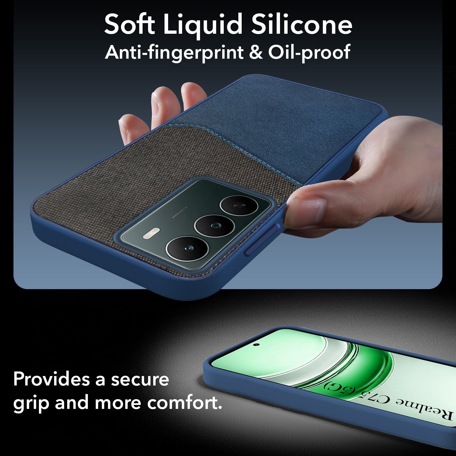 For Realme C75 5G Back Cover Case (Dual PU Leather Stitch | Professional Minimalist | Soft and Flexible)