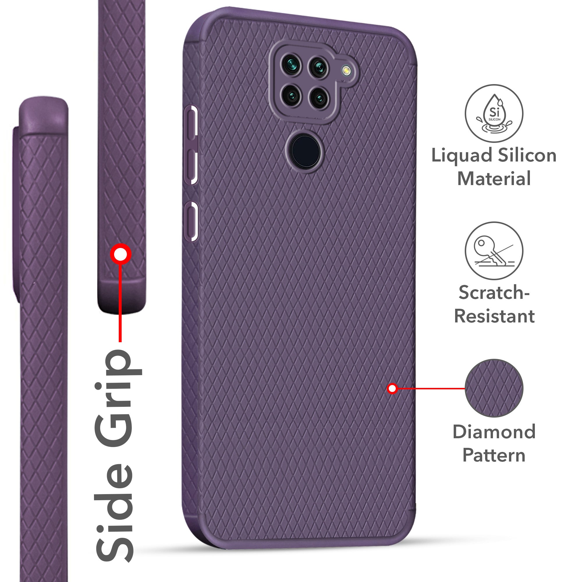 For Xiaomi Mi Redmi Note 9 Back Cover Case Liquid Silicone (Camera Protection | Side Grip Texture | Soft and Flexible)