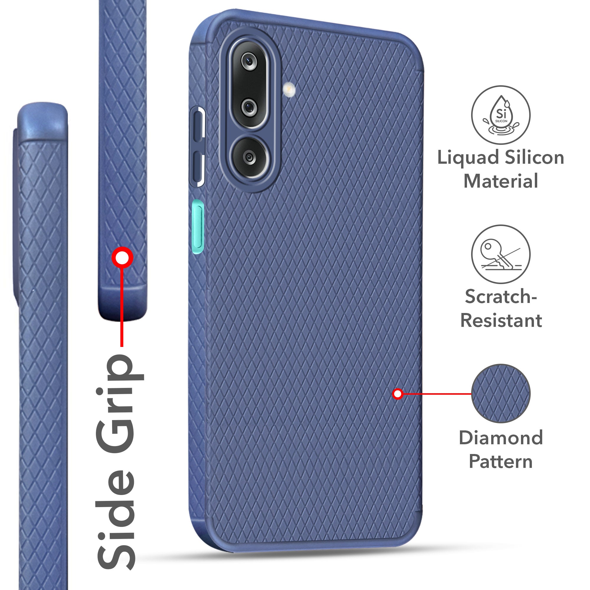 For Samsung Galaxy M36 | Samsung Galaxy F36 Back Cover Case Liquid Silicone (Camera Protection | Side Grip Texture | Soft and Flexible)