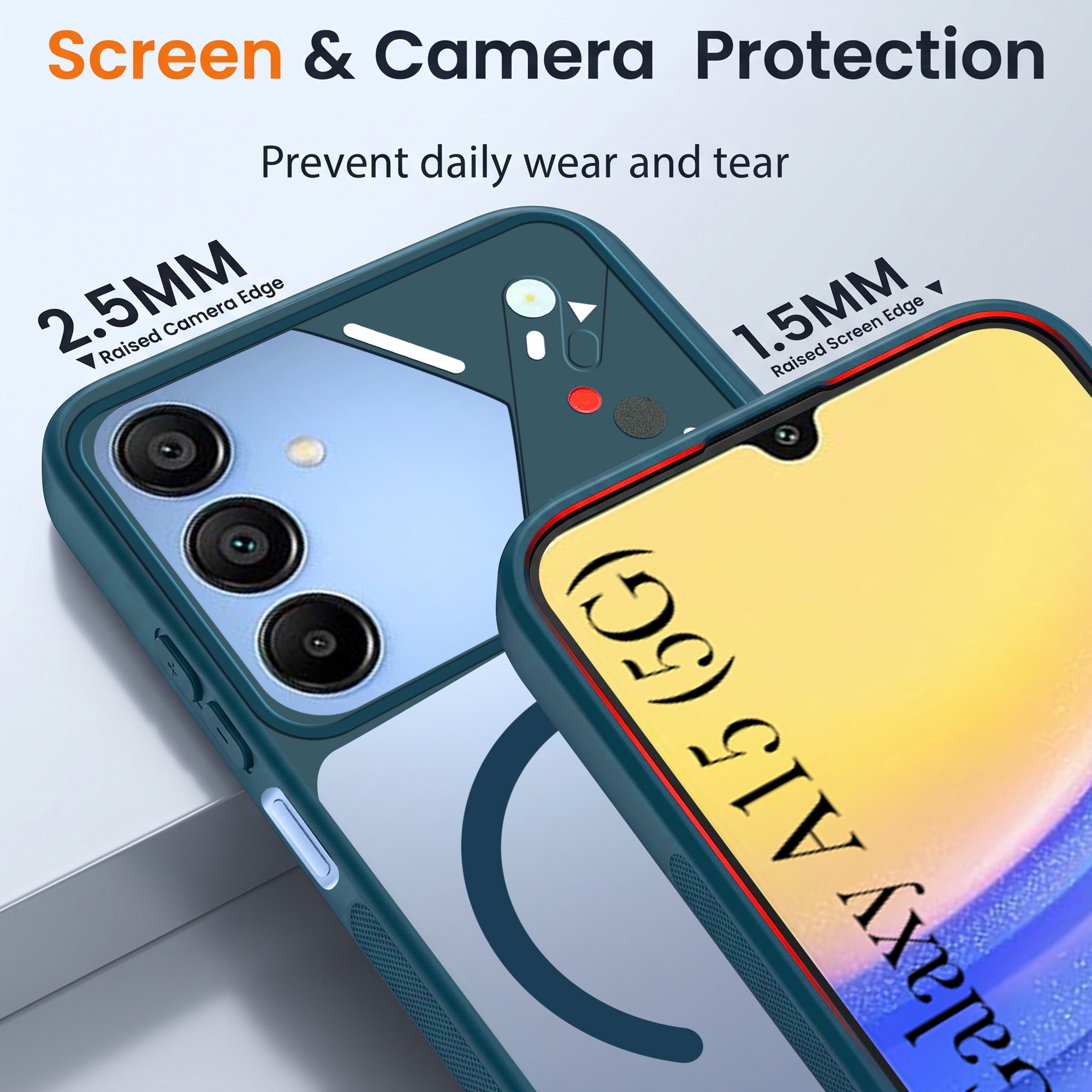 For Samsung Galaxy A15 5G Back Cover Case Lifetime Anti-Yellow Clear (Camera Protection | Side Grip | Wireless MagSafe Compatible)