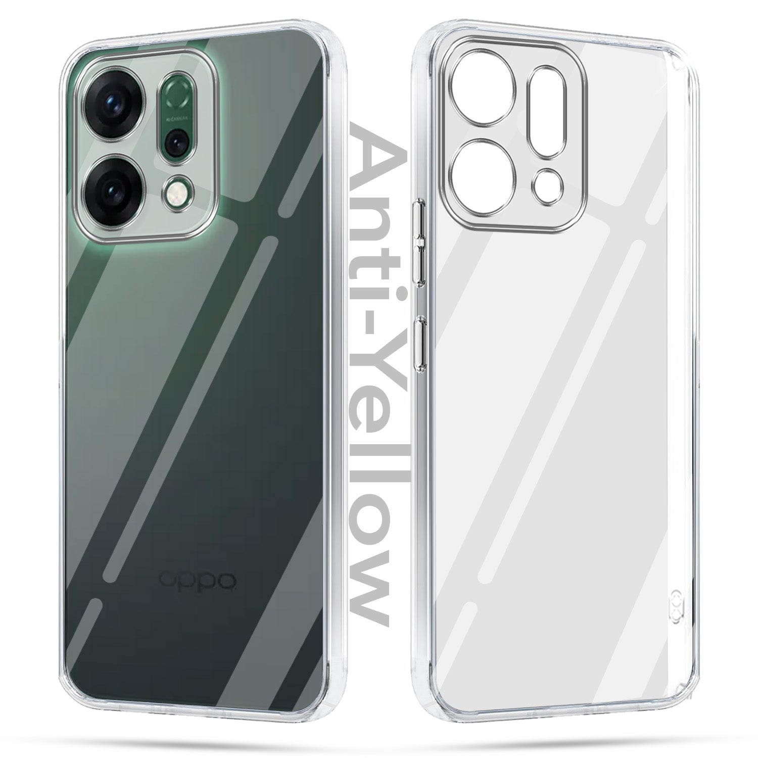 For Oppo Reno14 5G | Oppo Reno 14 5G Combo with Back Cover and 9H Tempered Glass (Lifetime Anti-Yellow | Sleek Hard Crystal | Oleophobic Coating Screen Glass)