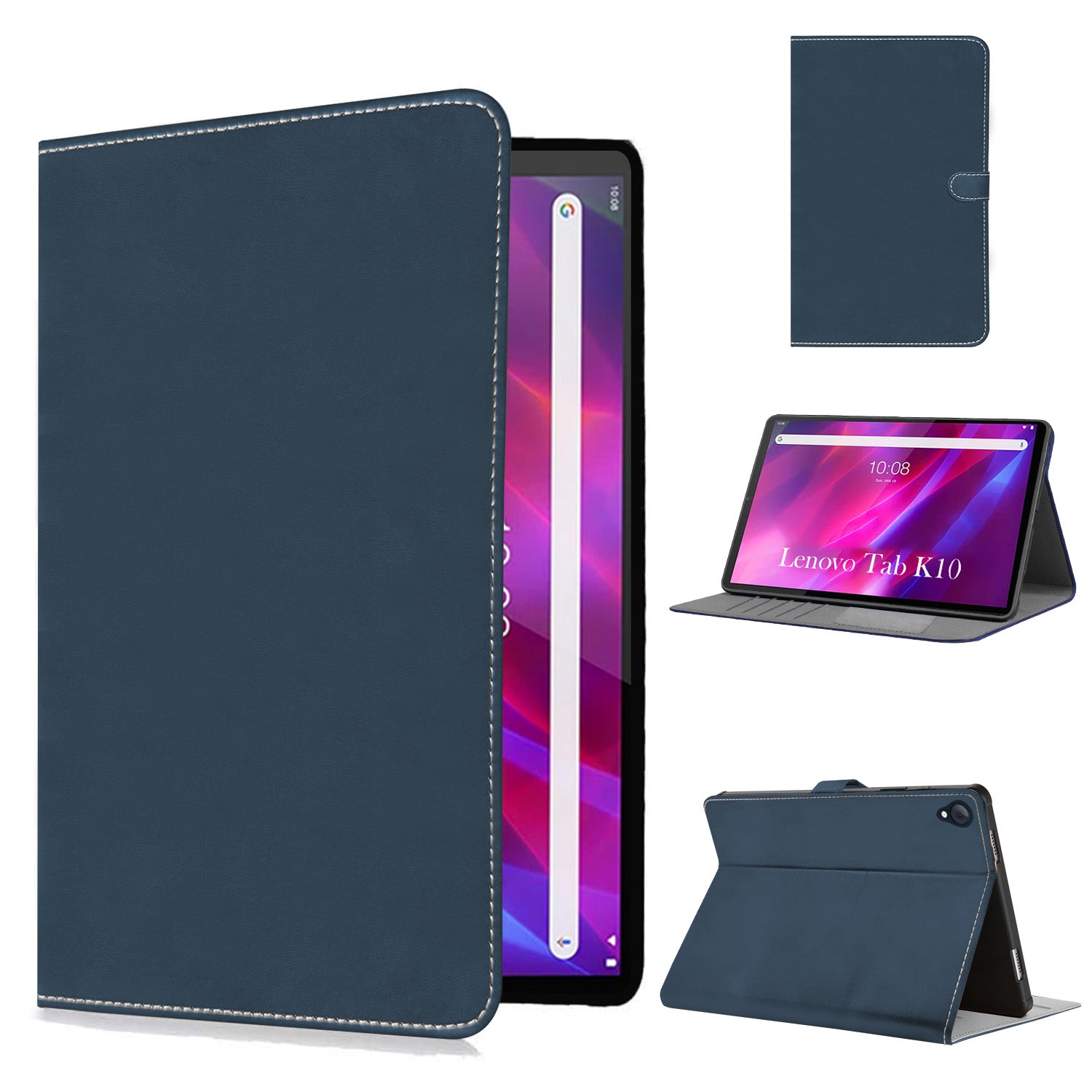 For Flip Cover Folio Case Lenovo Tab K10 10 Inch TB-X6C6F / X6C6X (PU Matte Leather | Multi-Angle Smart Stand | Card Storage Slots | Silicone Back Pouch)
