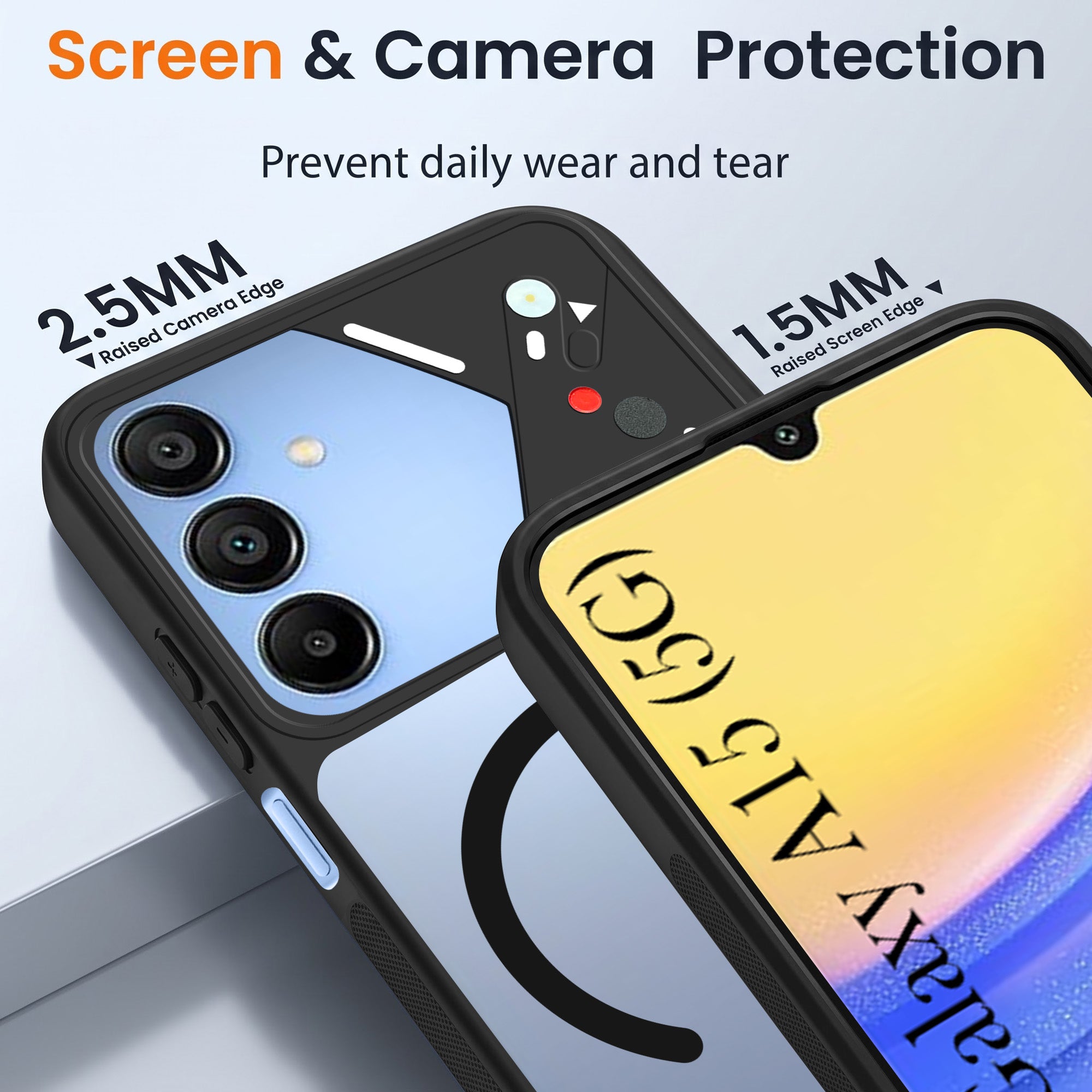 For Samsung Galaxy A15 5G Back Cover Case Lifetime Anti-Yellow Clear (Camera Protection | Side Grip | Wireless MagSafe Compatible)