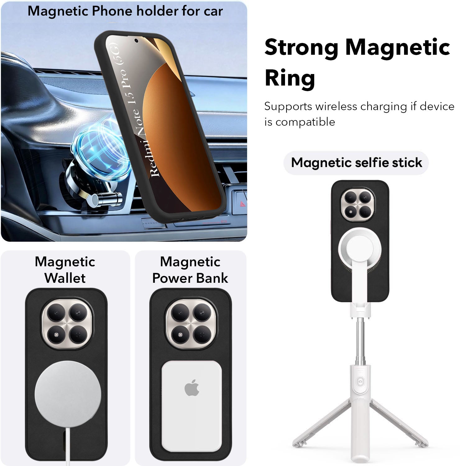 For Xiaomi Redmi Note 15 Pro 5G Back Cover Case Leather Finish (MagSafe Compatible Wireless Charging | Soft Touch | Camera Bump Protection)