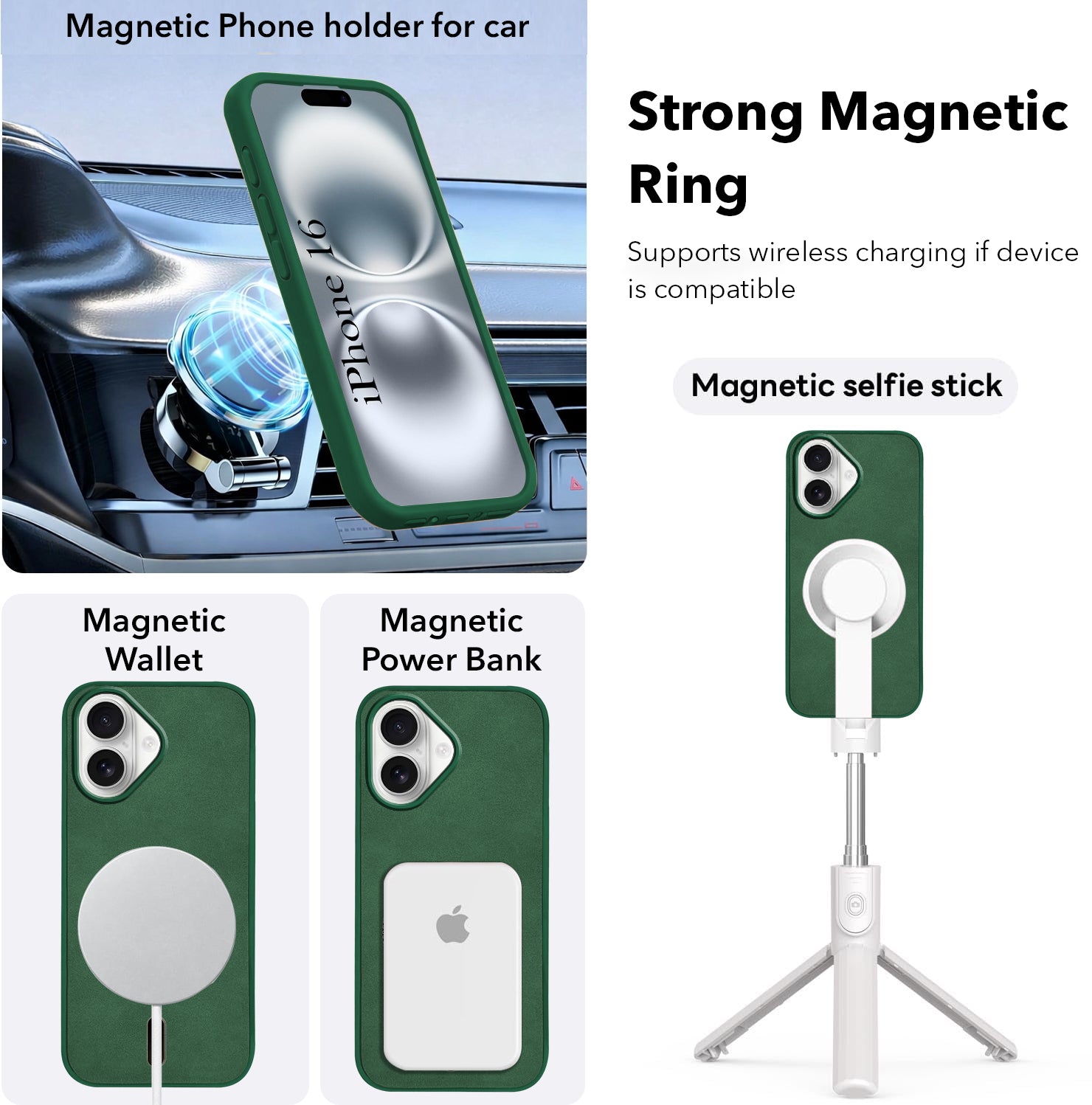 For Apple iPhone 16 Back Cover Case (Sleek Leather Finish | MagSafe Compatible Wireless Charging | Camera Bump Protection)