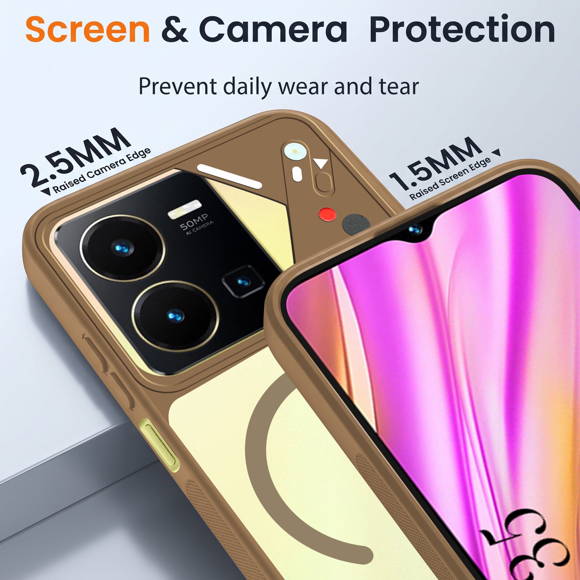 For Vivo Y35 Back Cover Case Lifetime Anti-Yellow Clear (Camera Protection | Side Grip | Wireless MagSafe Compatible)