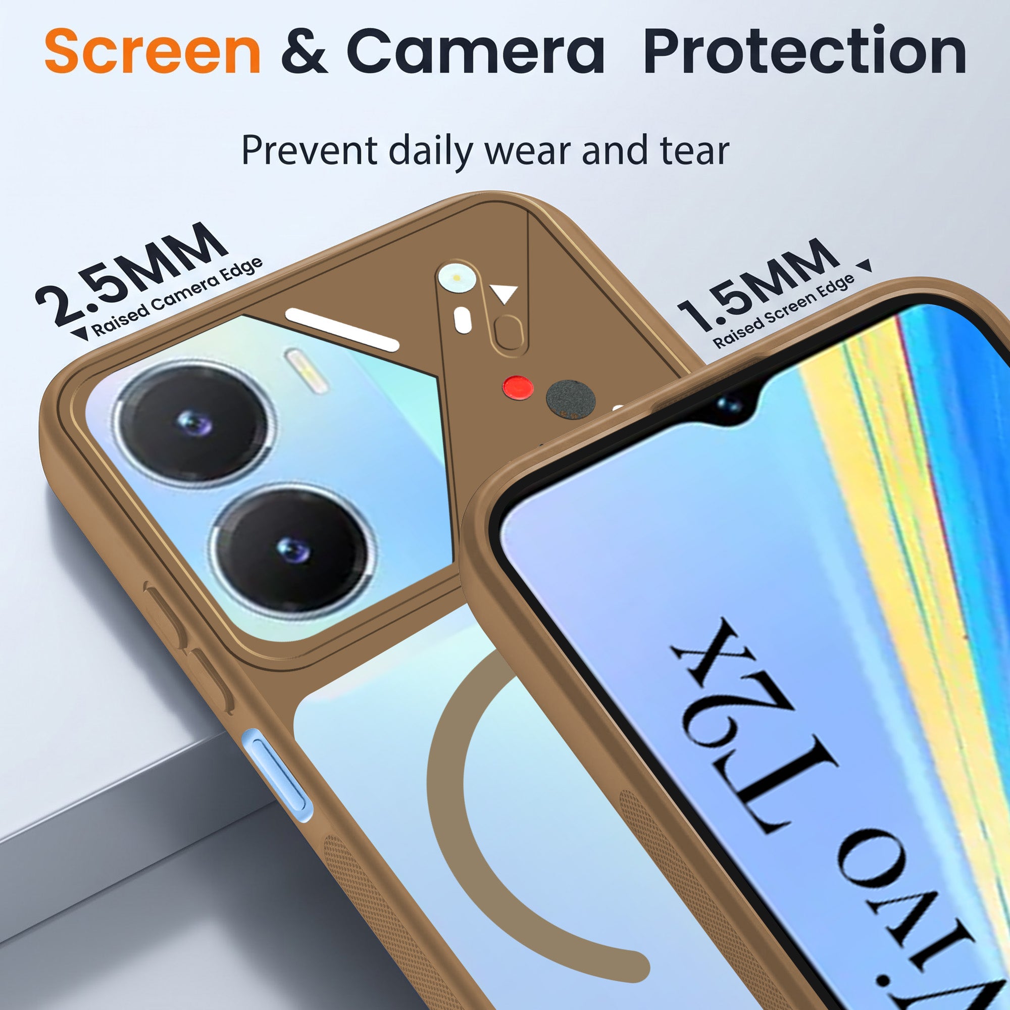 For Vivo T2x Back Cover Case Lifetime Anti-Yellow Clear (Camera Protection | Side Grip | Wireless MagSafe Compatible)