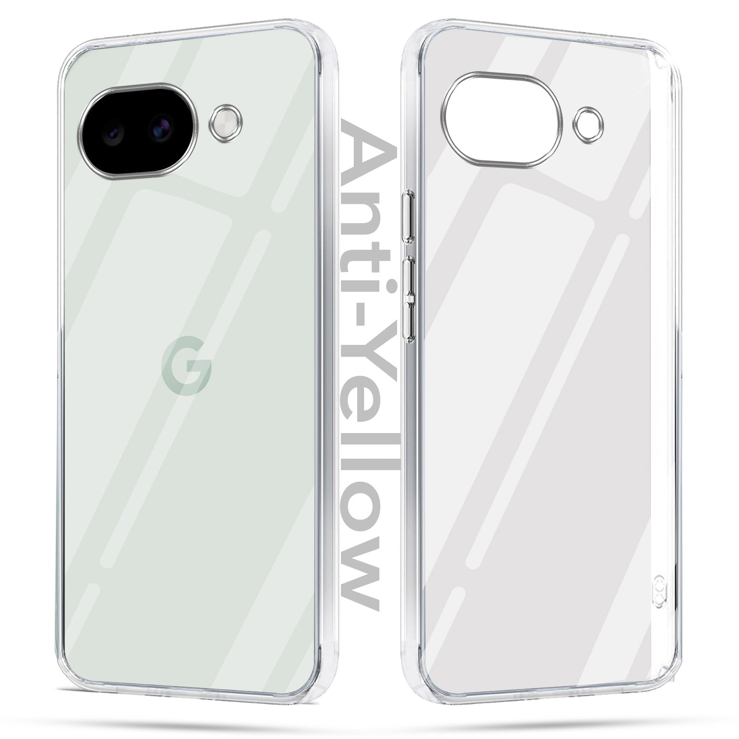 For Google Pixel 10a Combo with Back Cover and 9H Tempered Glass (Lifetime Anti-Yellow | Sleek Hard Crystal | Oleophobic Coating Screen Glass)