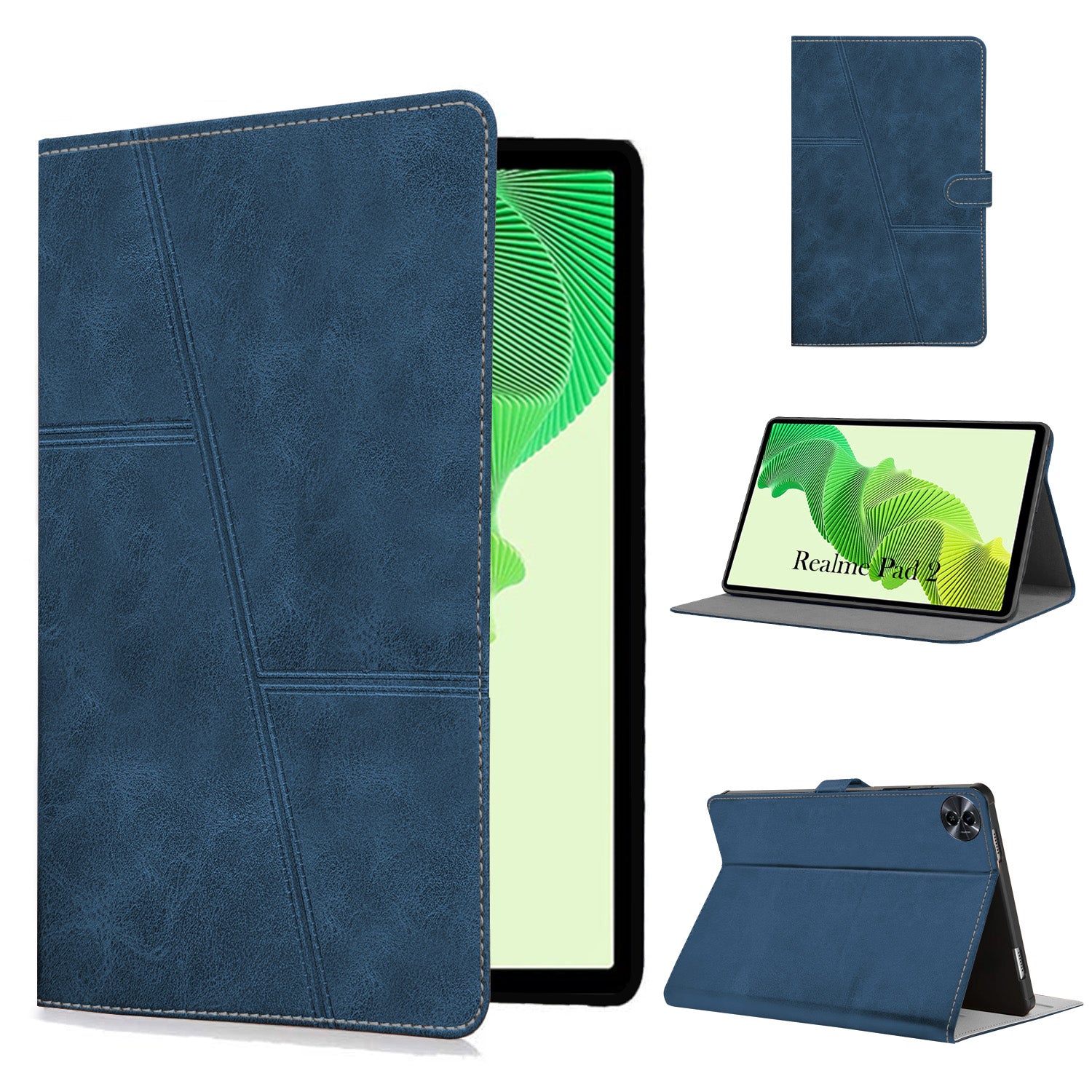 For Flip Case Folio Cover Realme Pad 2 10 Inch (PU Leather | Multi-Angle Smart Stand | Card Storage Slots | Silicone Back Pouch)
