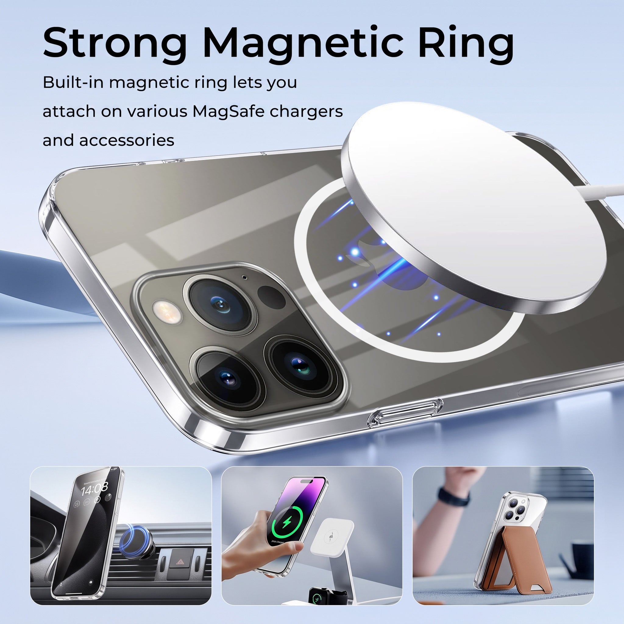 For Apple iPhone 13 Pro Back Case Cover Crystal Anti Yellow (Unbreakable PC | MagSafe Wireless Charging Support |Camera Protection Bump)