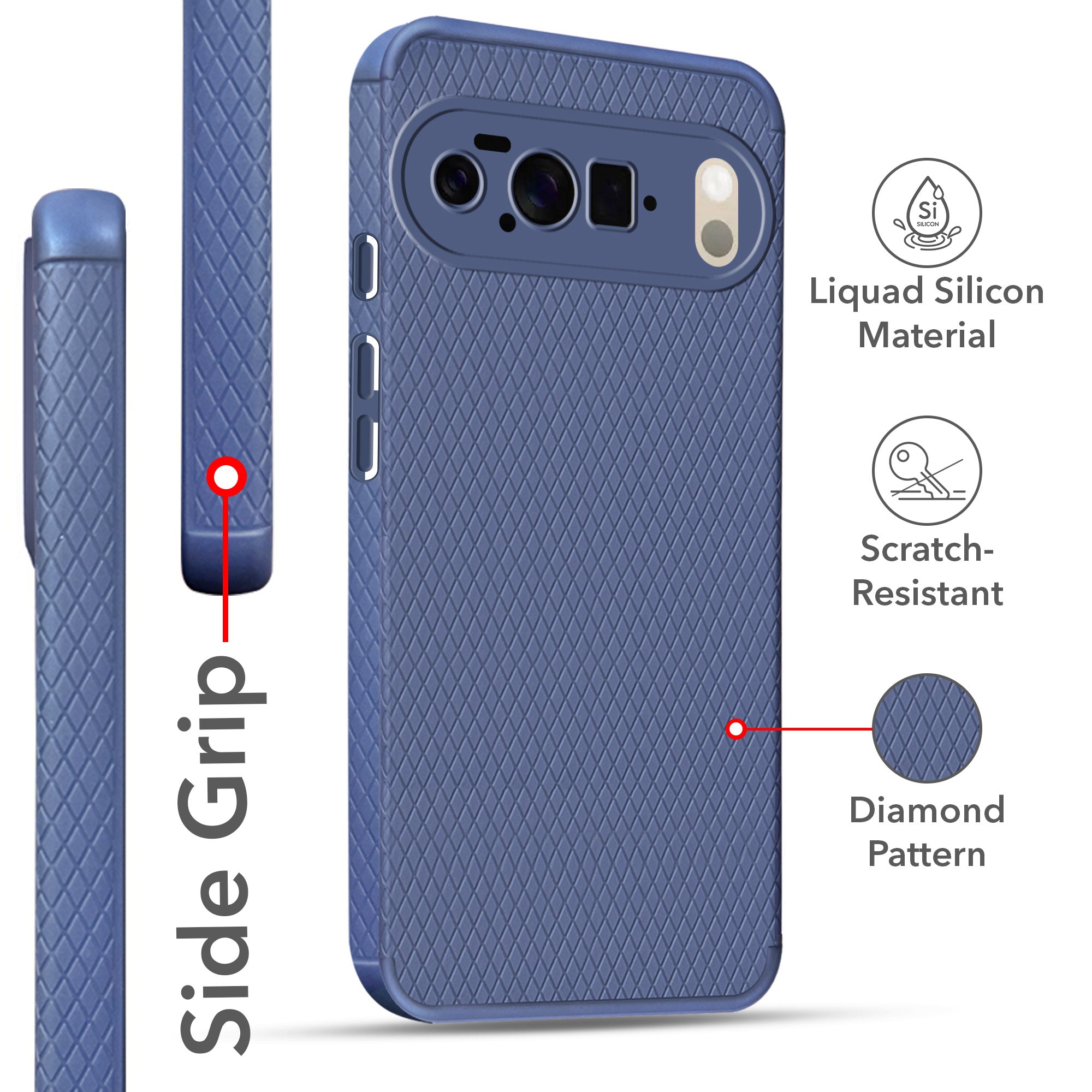 For Google Pixel 10 Pro Back Cover Case (Liquid Silicone | Side Grip | Camera Protection)