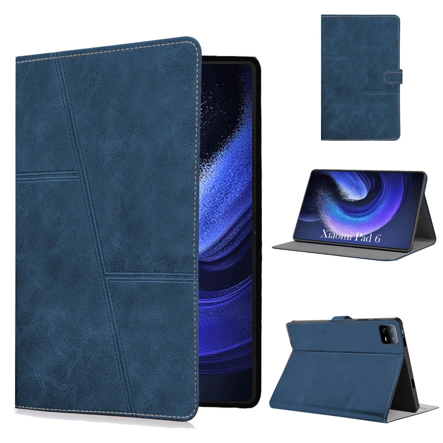 For Xiaomi Pad 6 11 Inch 23043RP34C/23043RP34G/23043RP34I Flip Cover Folio Case(PU Leather | Multi-Angle Smart Stand | Card Storage Slots | Silicone Back Pouch)