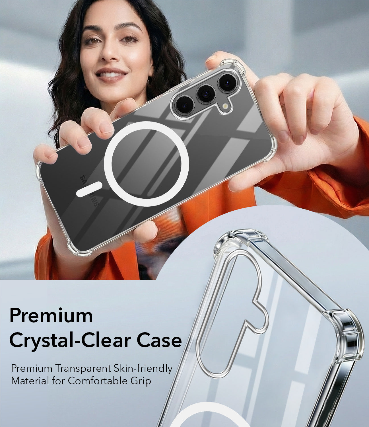 For Samsung Galaxy S24 FE Back Cover Shockproof Crystal-Clear (Magsafe Wireless Support | Drop & Camera Protection | Hard Polycarbonate)