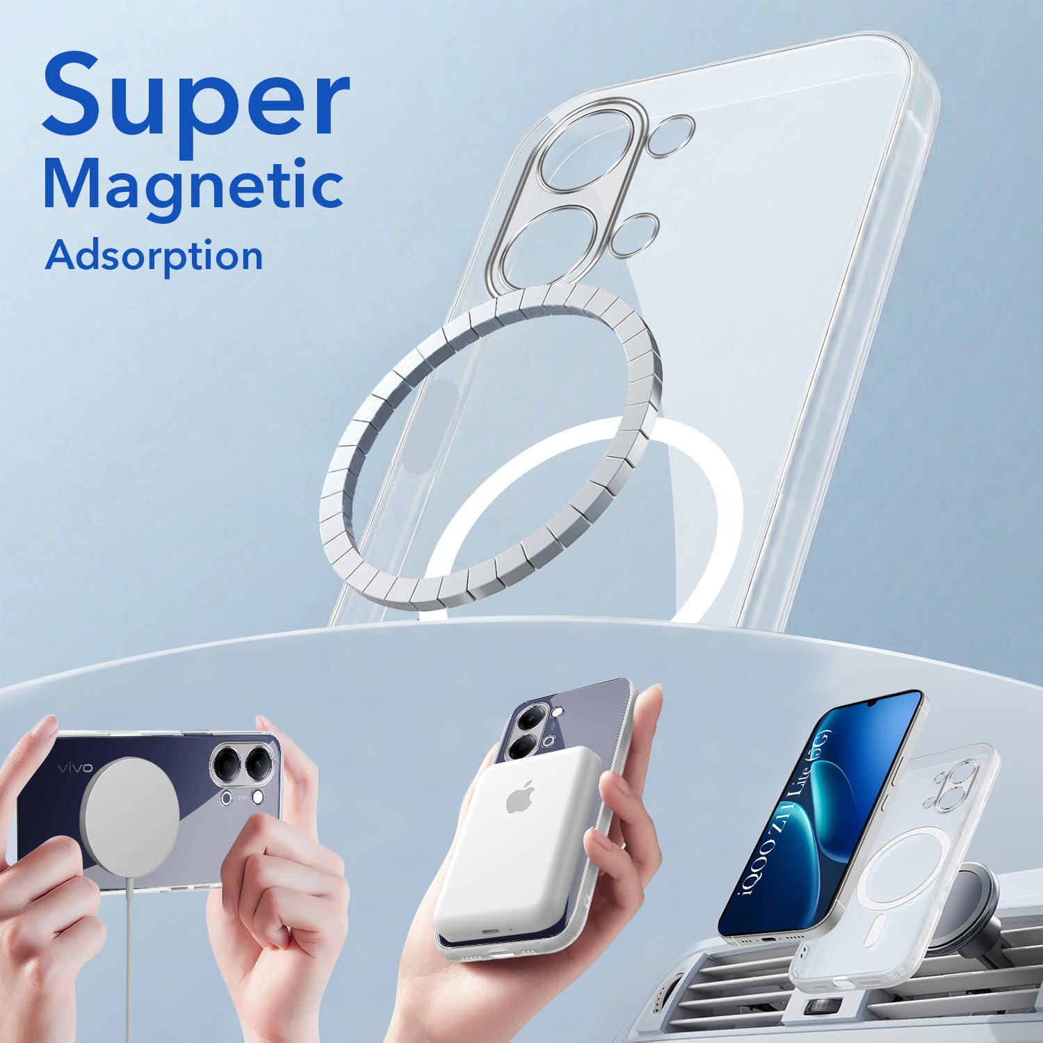 For Vivo iQOO Z11 Lite Back Cover Case Lifetime Anti-Yellow MagSafe Compatible Clear (Sleek Hard Crystal | Shockproof and Camera Protection)