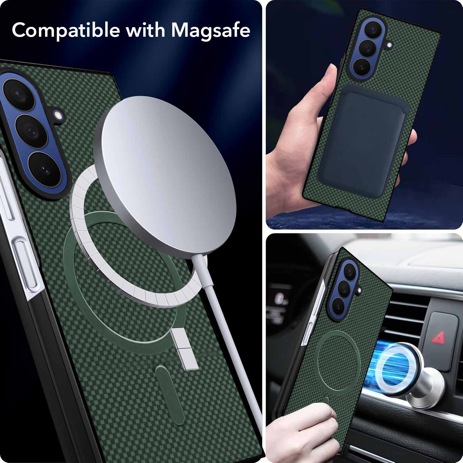 For Samsung Galaxy Z Fold 7 Back Cover Case (MagSafe Wireless Charging Compatible | Hexa Leather Finish | Inside Microfiber Cloth)