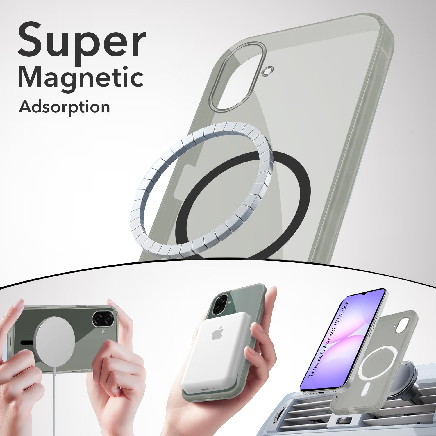 For Samsung Galaxy A07 | F70e 5G Back Cover Case Lifetime Anti-Yellow MagSafe Compatible Clear (Sleek Hard Crystal | Shockproof and Camera Protection)