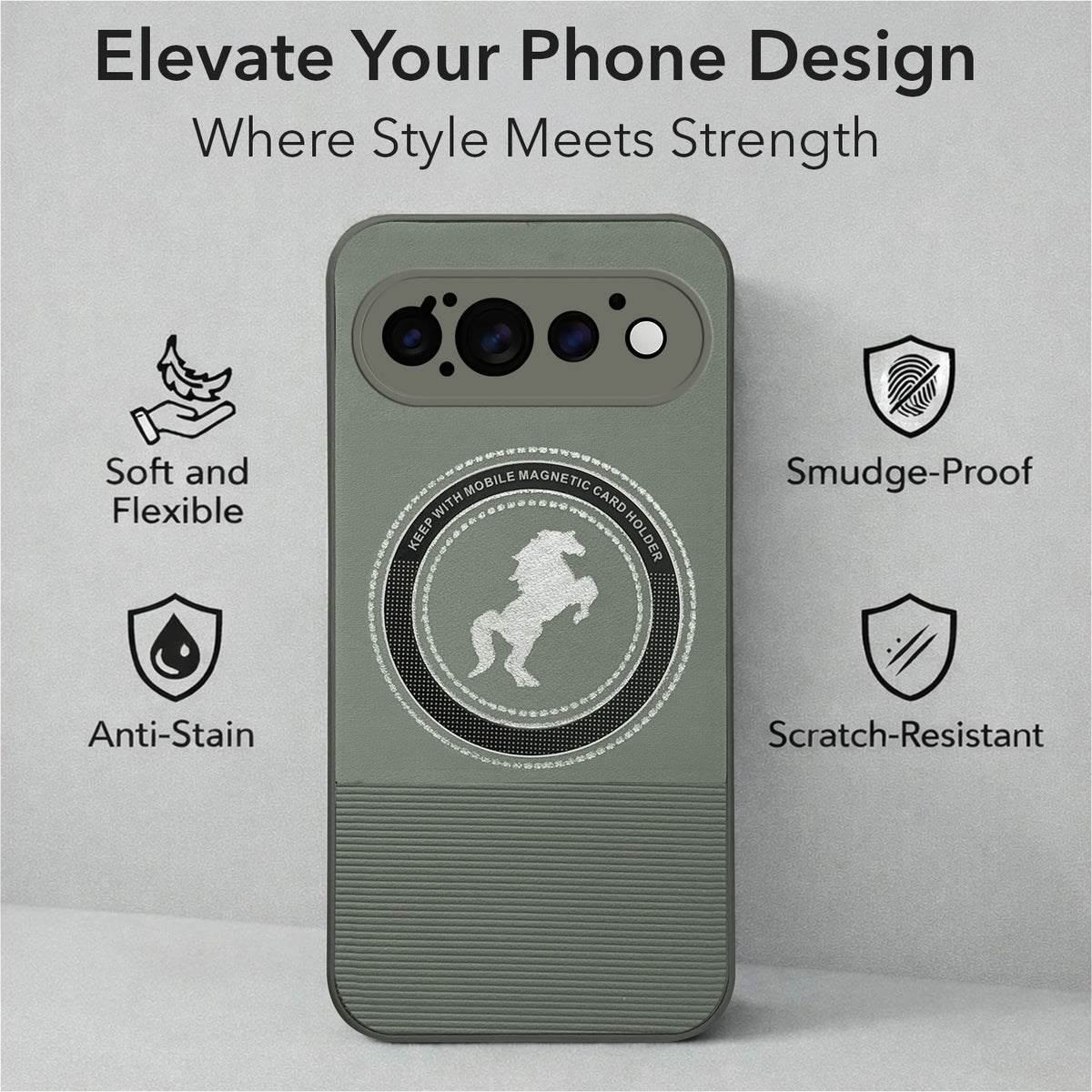 For Google Pixel 11 Pro Back Cover Case PU Leather Finish (Professional Minimalist Texture | MagSafe Compatile | Camera Protection | Sleek Sober Formal)