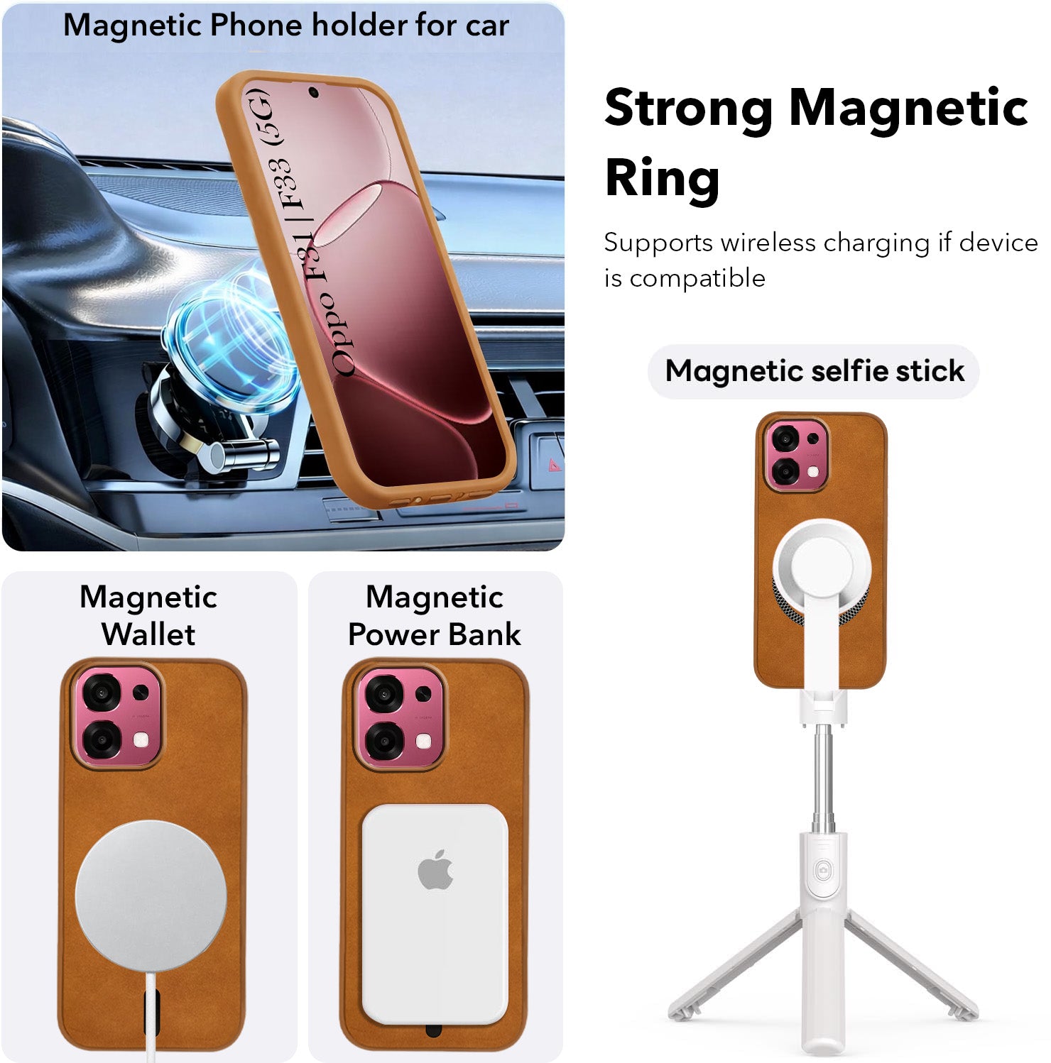 For Oppo F31 5G | Oppo F33 5G Back Cover Case Leather Finish (MagSafe Compatible Wireless Charging | Soft Touch | Camera Bump Protection)