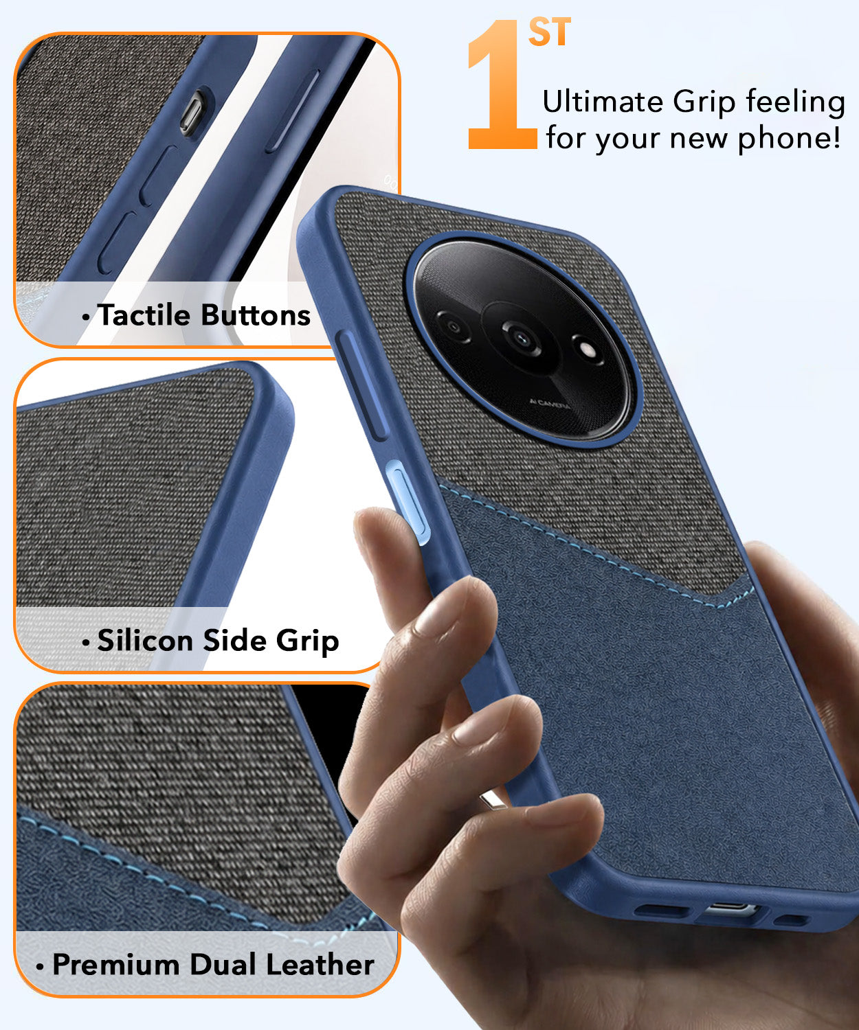 For Xiaomi Redmi A3 2024 | A3X Back Cover Case (Dual PU Leather Stitch | Professional Minimalist | Soft and Flexible)