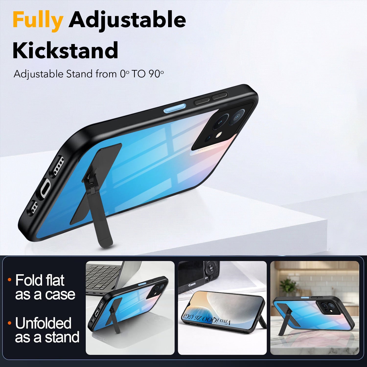 For Vivo iQOO Z6 5G Back Cover Case (Built-in Stand | Lifetime Anti Yellow | Kickstand Shockproof | Camera Protection | MagSafe Compatible)