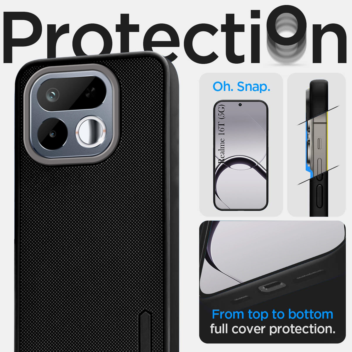 For Realme 16T 5G Back Cover Case Rubberised (Textured Grip Design | Camera Protection | Slim and Light Weight | Soft Touch and Feel)