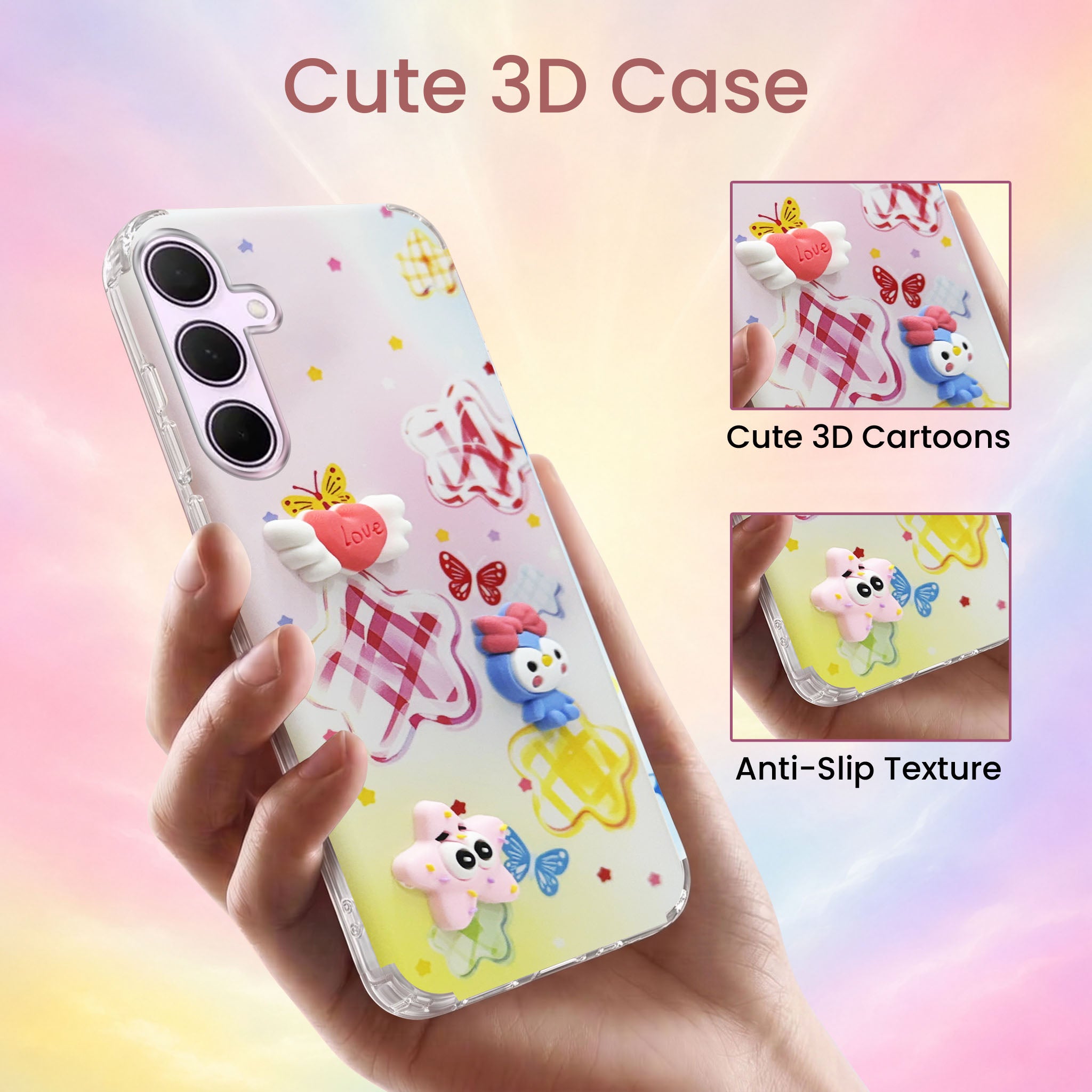 For Samsung Galaxy A35 5G Back Cover Case (3D Cute Cartoons | Hard Back Side Soft | Matte Premium Finish | HD Printing)