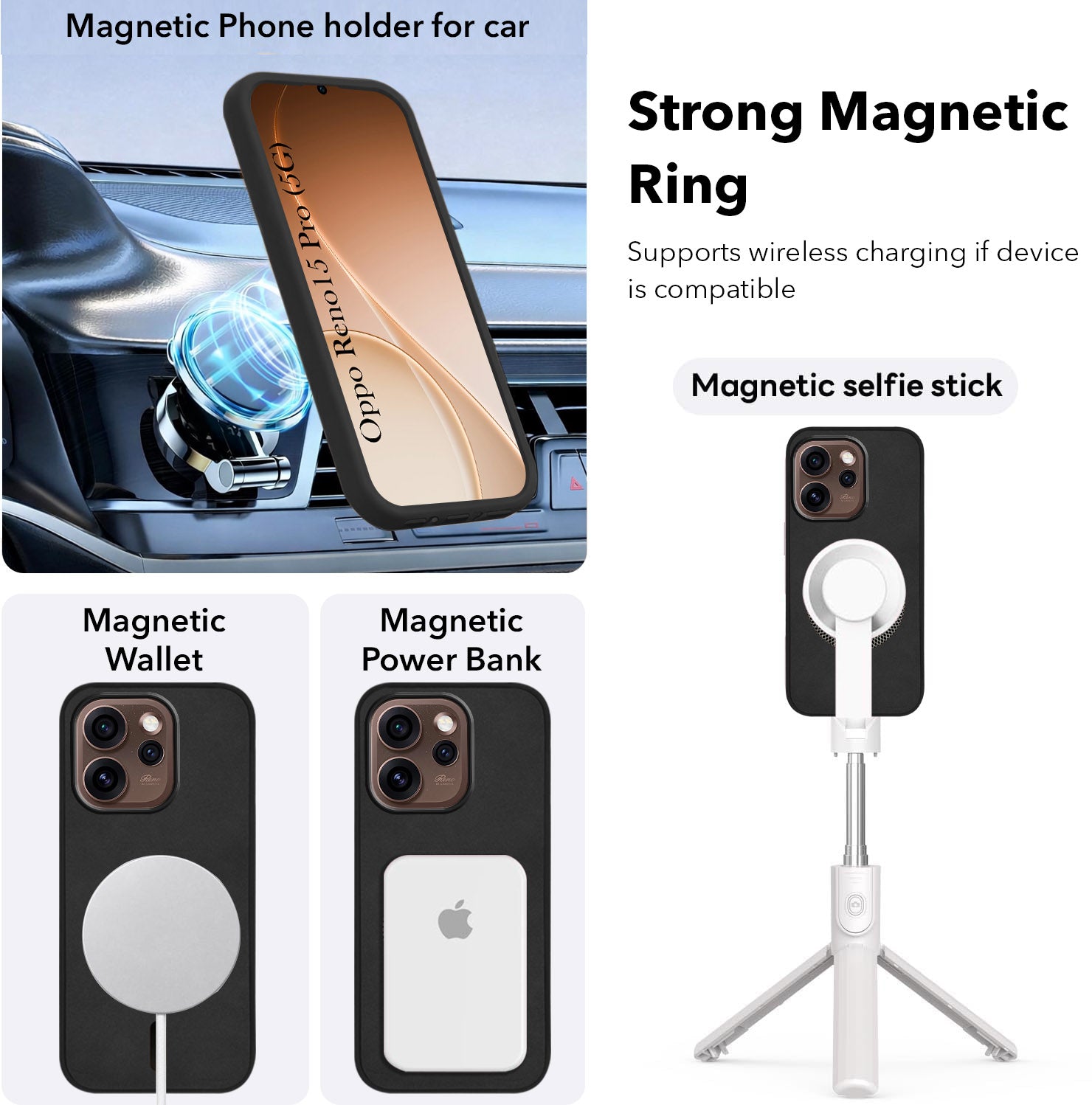 For Oppo Reno15 Pro 5G | Oppo Reno 15 Pro 5G Back Cover Case Leather Finish (MagSafe Compatible Wireless Charging | Soft Touch | Camera Bump Protection)