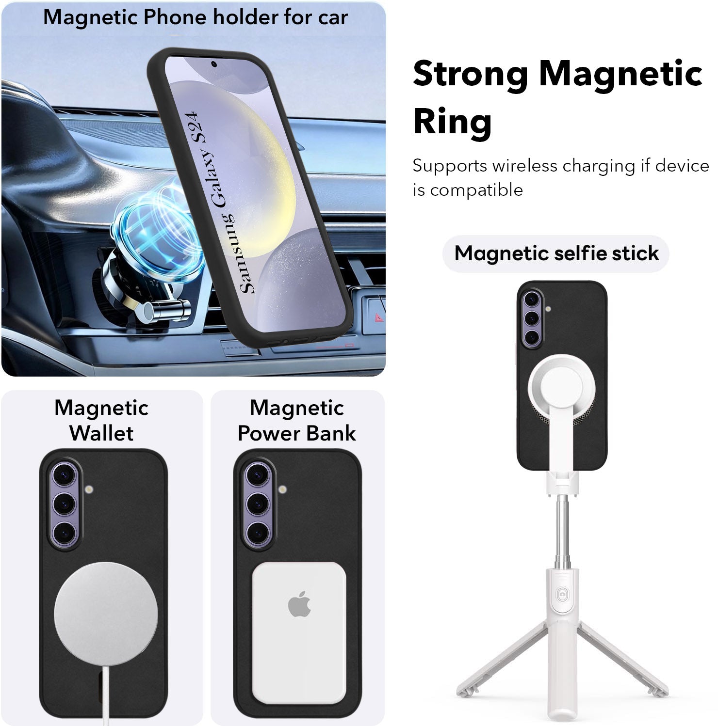 For Samsung Galaxy S24 Back Cover Case (Sleek Leather Finish | MagSafe Compatible Wireless Charging | Camera Bump Protection)