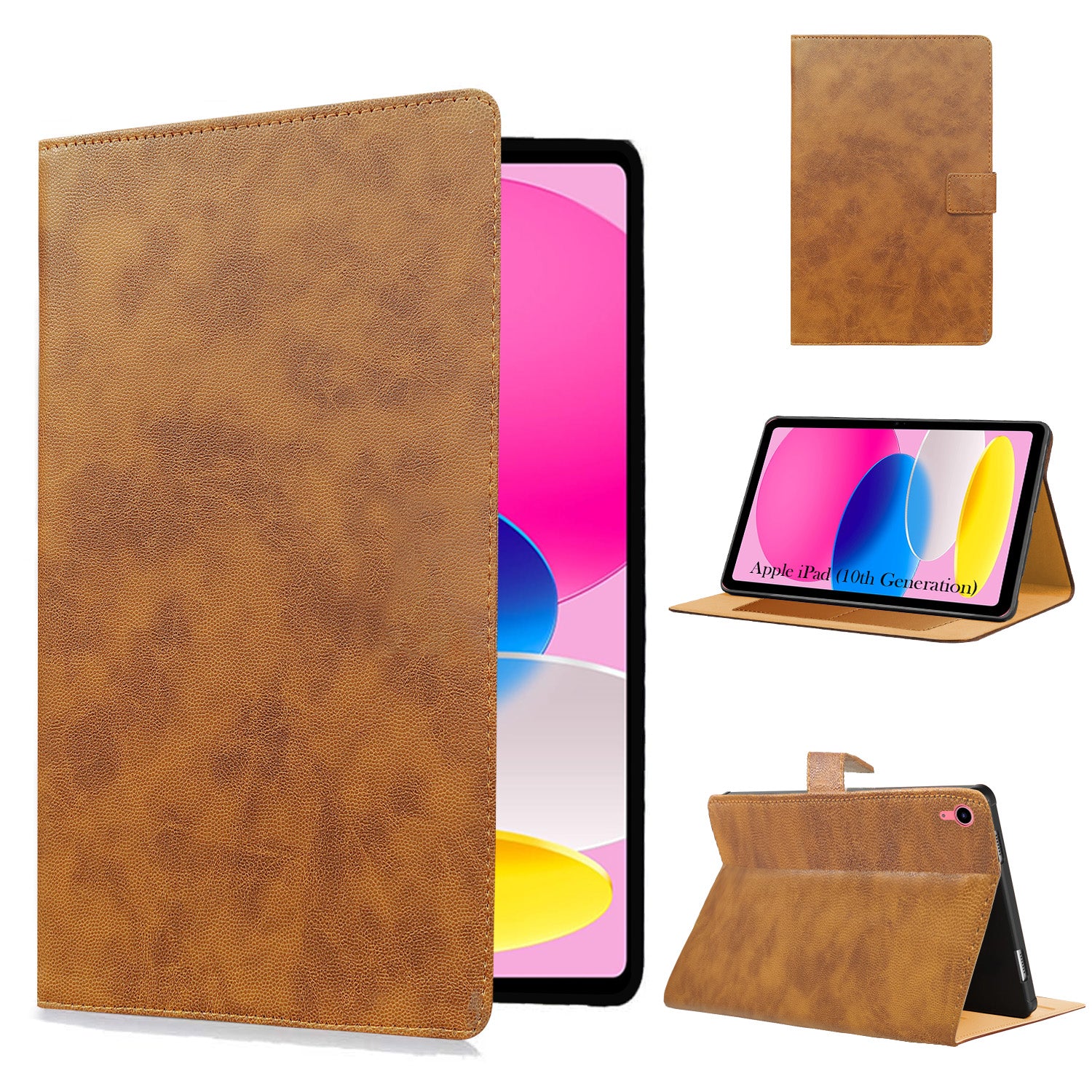 For Apple iPad  Flip Cover Folio Cover (10th Generation) 10.9 Inch A3162/A2757/A2777/A2696/iPad13/18/iPad13/19 (PU Leather | Multi-Angle Smart Stand | Card Storage Slots | Silicone Back Pouch)