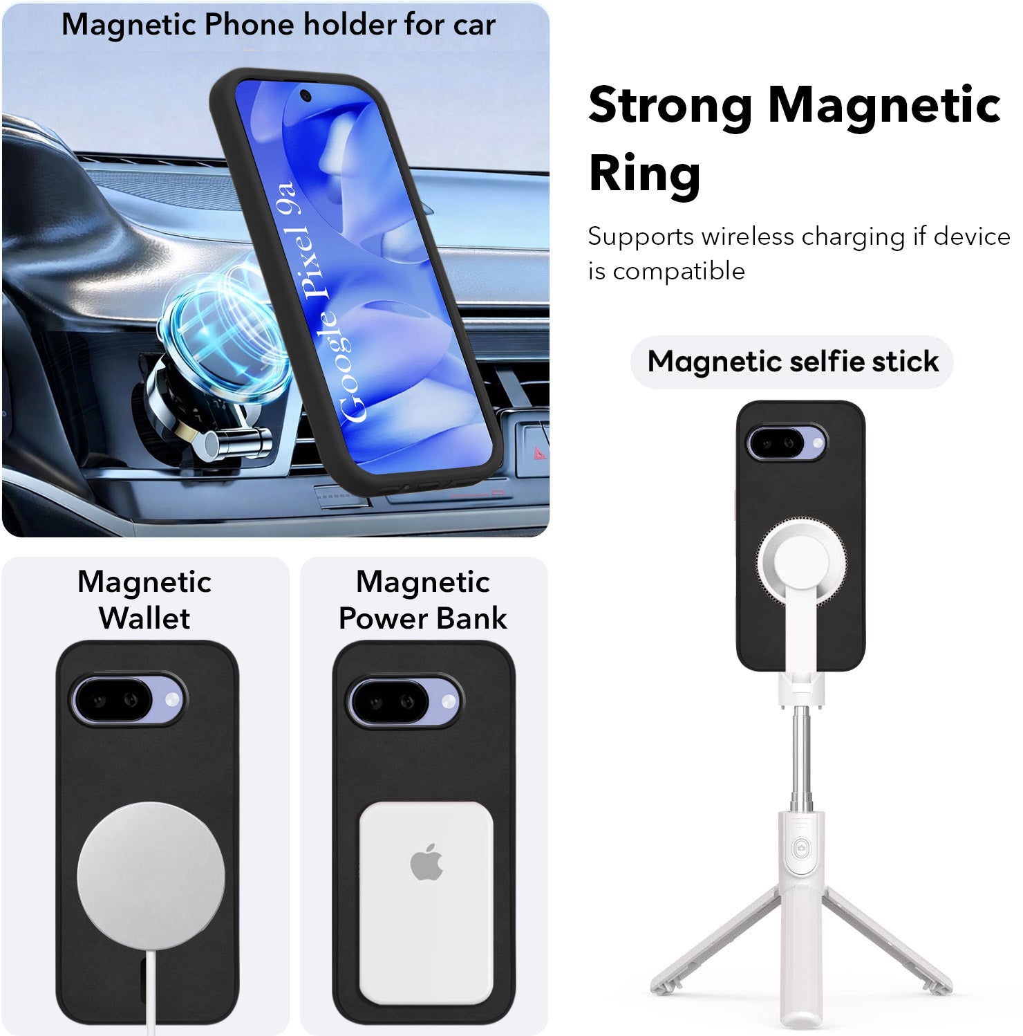 For Google Pixel 9A Back Cover Case Leather Finish (MagSafe Compatible Wireless Charging | Soft Touch | Camera Bump Protection)