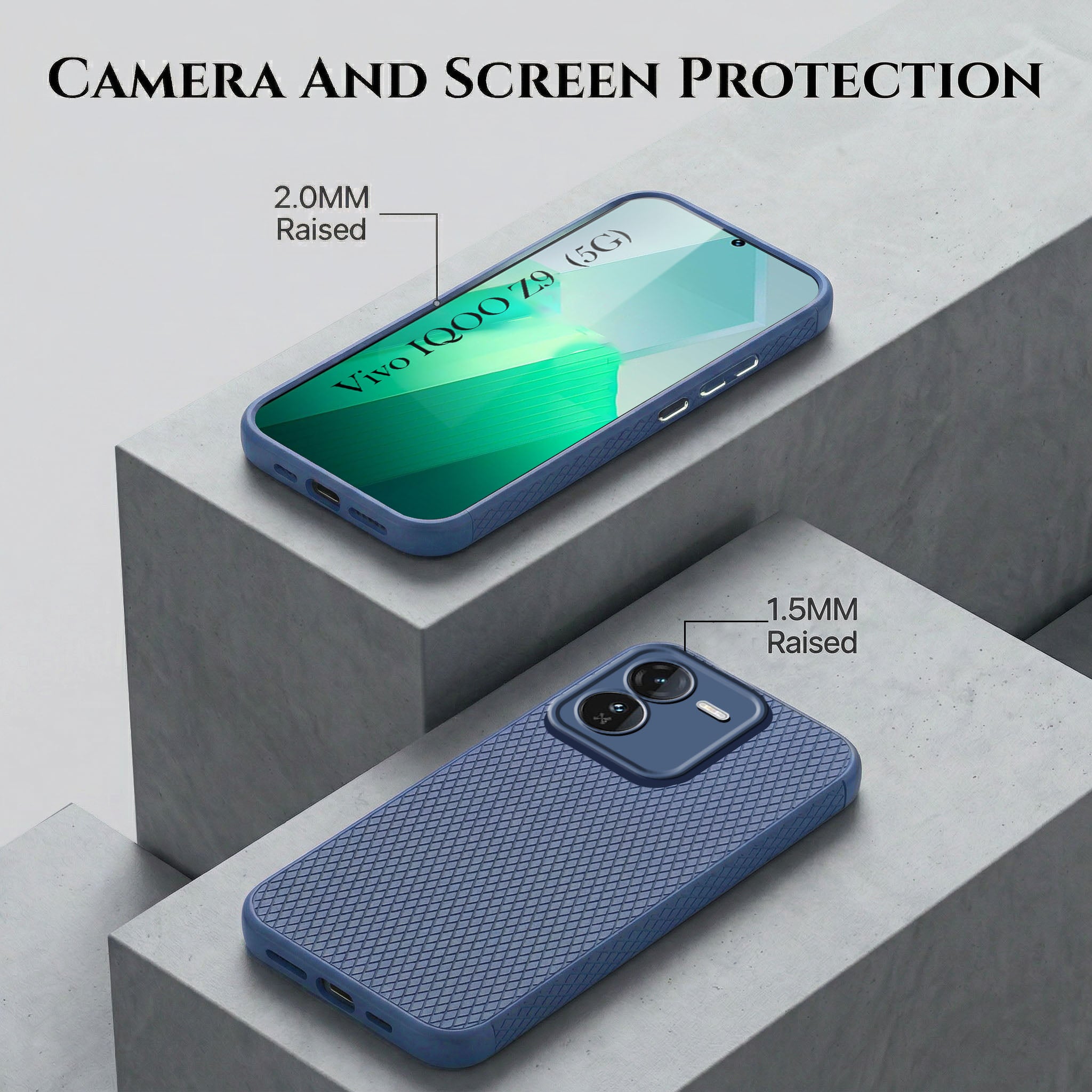 For Vivo IQOO Z9 5G Combo with Back Cover and 9H Tempered Glass (Liquid Silicone | Camera Protection | Oleophobic Coating Screen Glass)