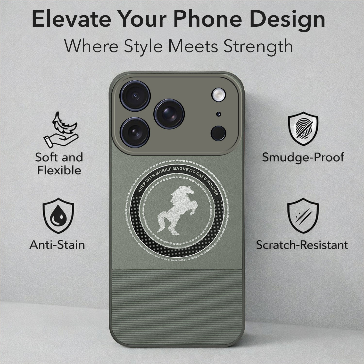 For Apple iPhone 17 Pro Max Back Cover Case PU Leather Finish (Professional Minimalist Texture | MagSafe Compatile | Camera Protection | Sleek Sober Formal)
