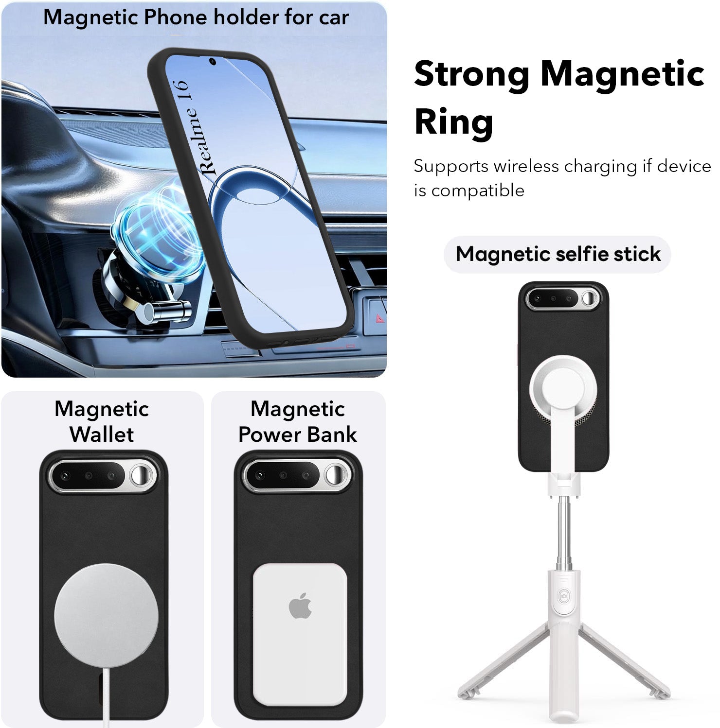 For Realme 16 Back Cover Case Leather Finish (MagSafe Compatible Wireless Charging | Soft Touch | Camera Bump Protection)