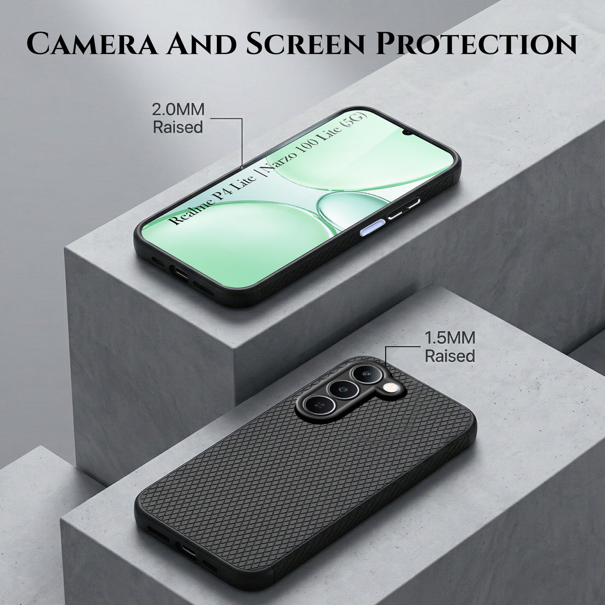 For Realme P4 Lite 5G | Narzo 100 Lite 5G Combo with Back Cover and 9H Tempered Glass (Liquid Silicone | Camera Protection | Oleophobic Coating Screen Glass)
