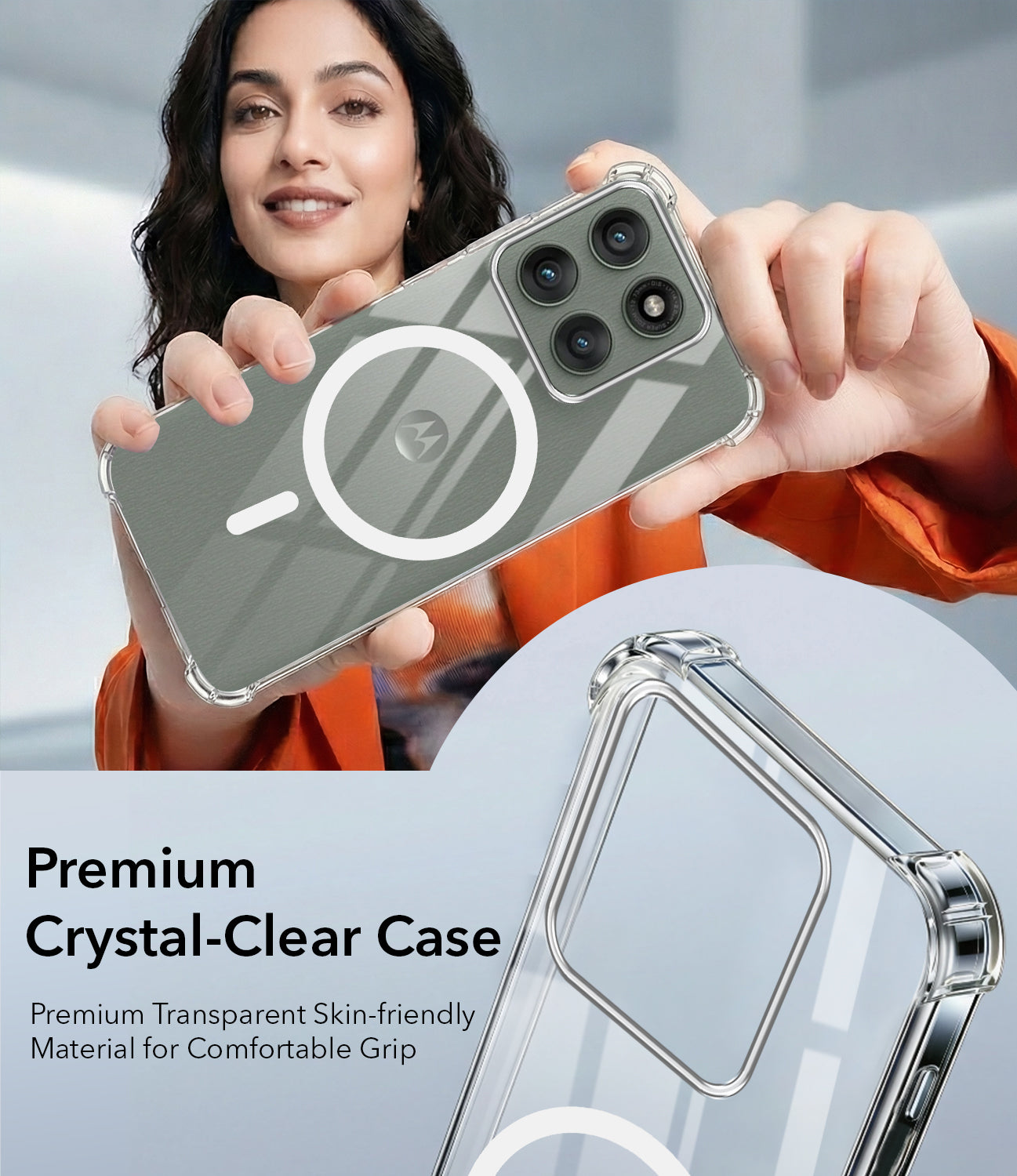 For Motorola Moto Edge 60 Pro Back Cover Shockproof Crystal-Clear (Magsafe Wireless Support | Drop & Camera Protection | Hard Polycarbonate)