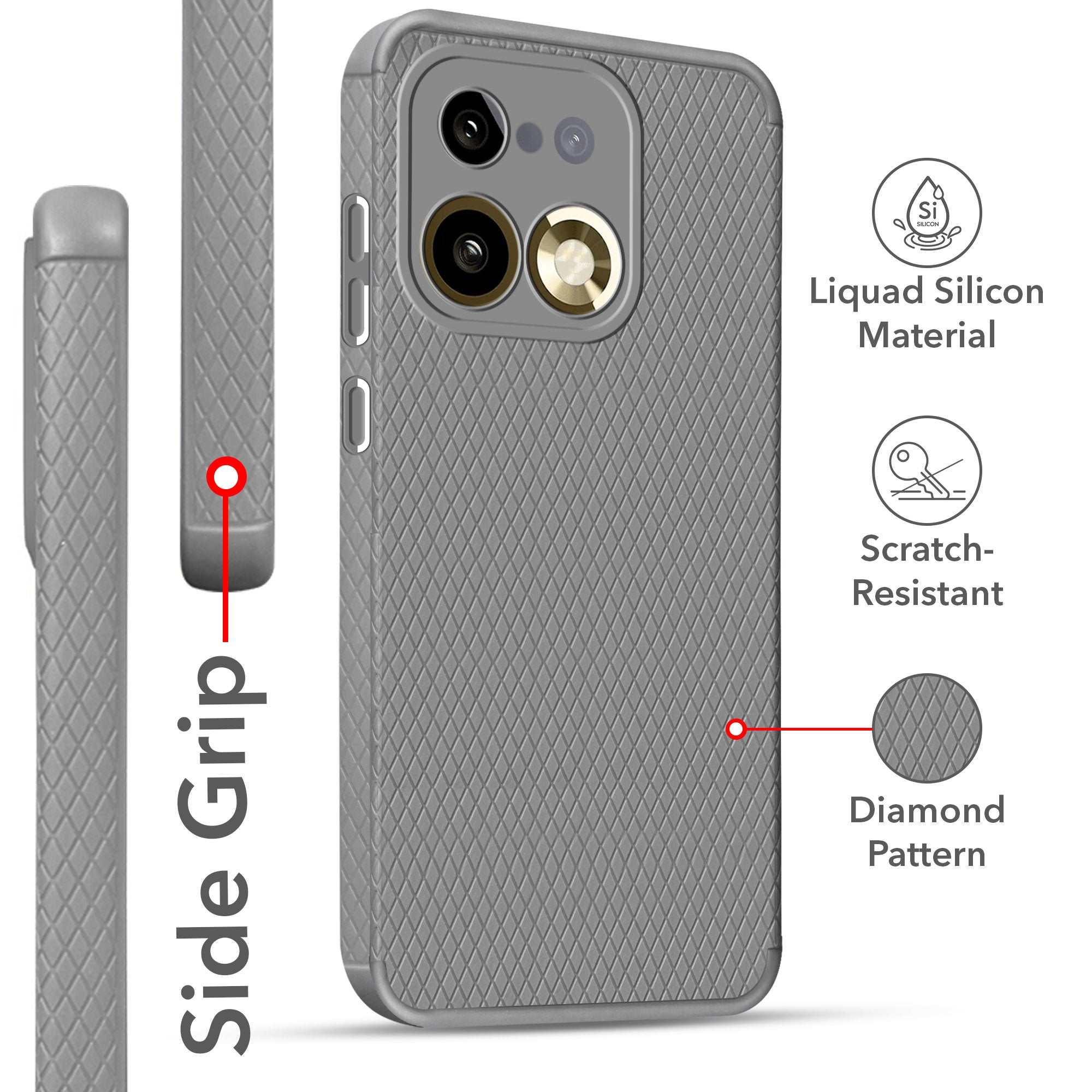 For Realme 16 Pro Plus 5G Back Cover Case Liquid Silicone (Camera Protection | Side Grip Texture | Soft and Flexible)