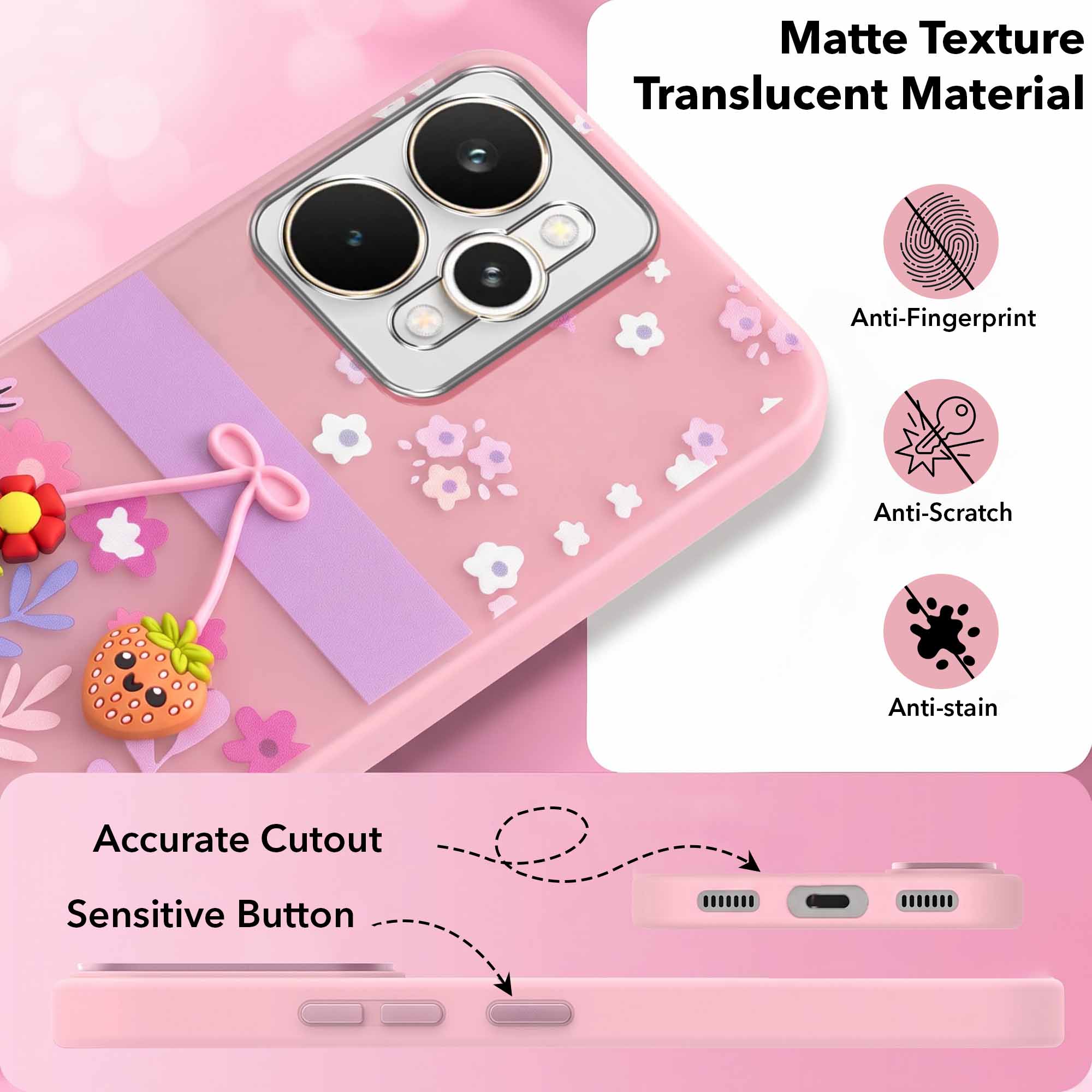 For Realme 15 Back Cover Case (3D Cute Cartoons | Hard Back Side Soft | Matte Premium Finish | HD Printing)