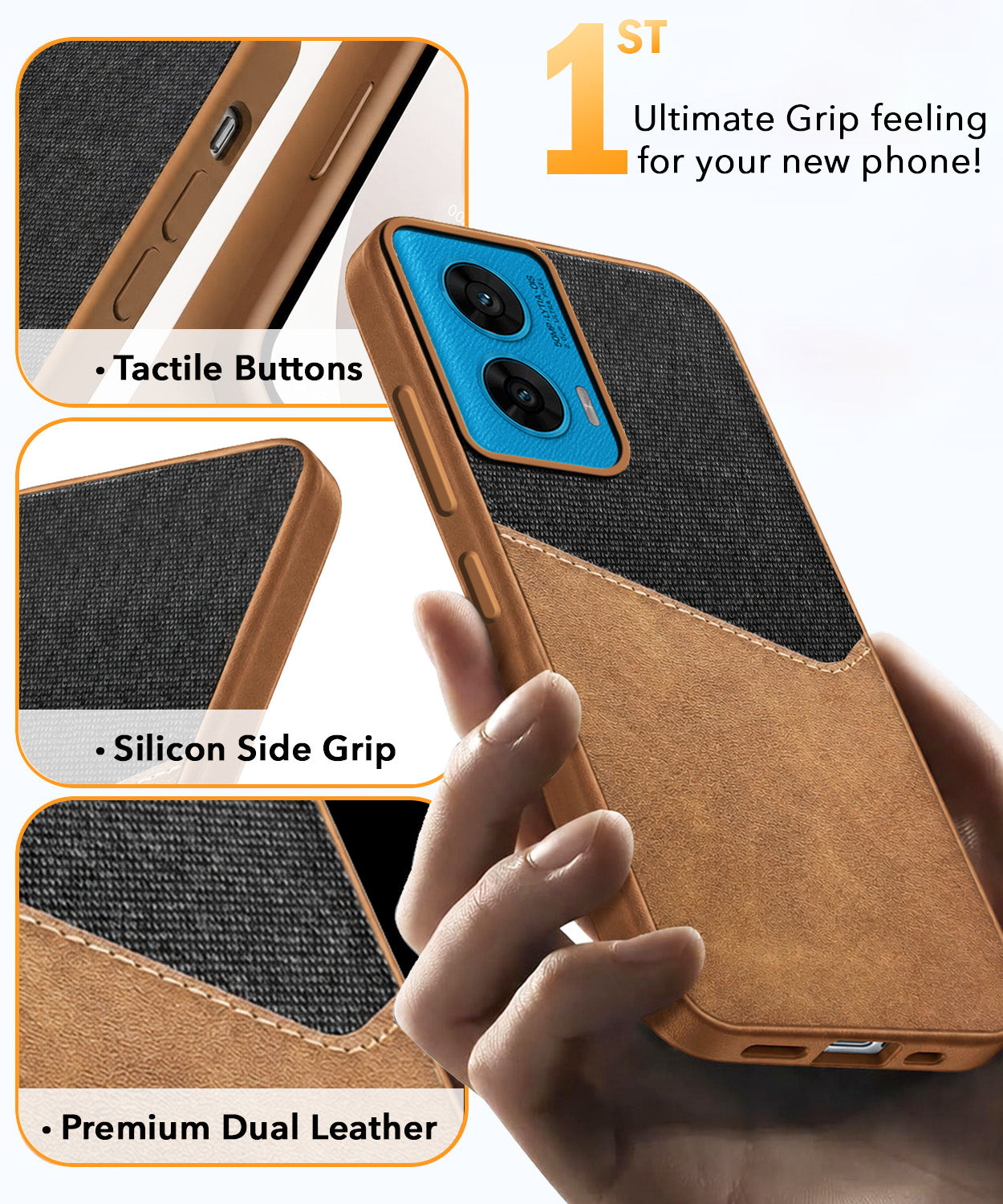 For Motorola Moto G96 Back Cover Case (Dual PU Leather Stitch | Professional Minimalist | Soft and Flexible)