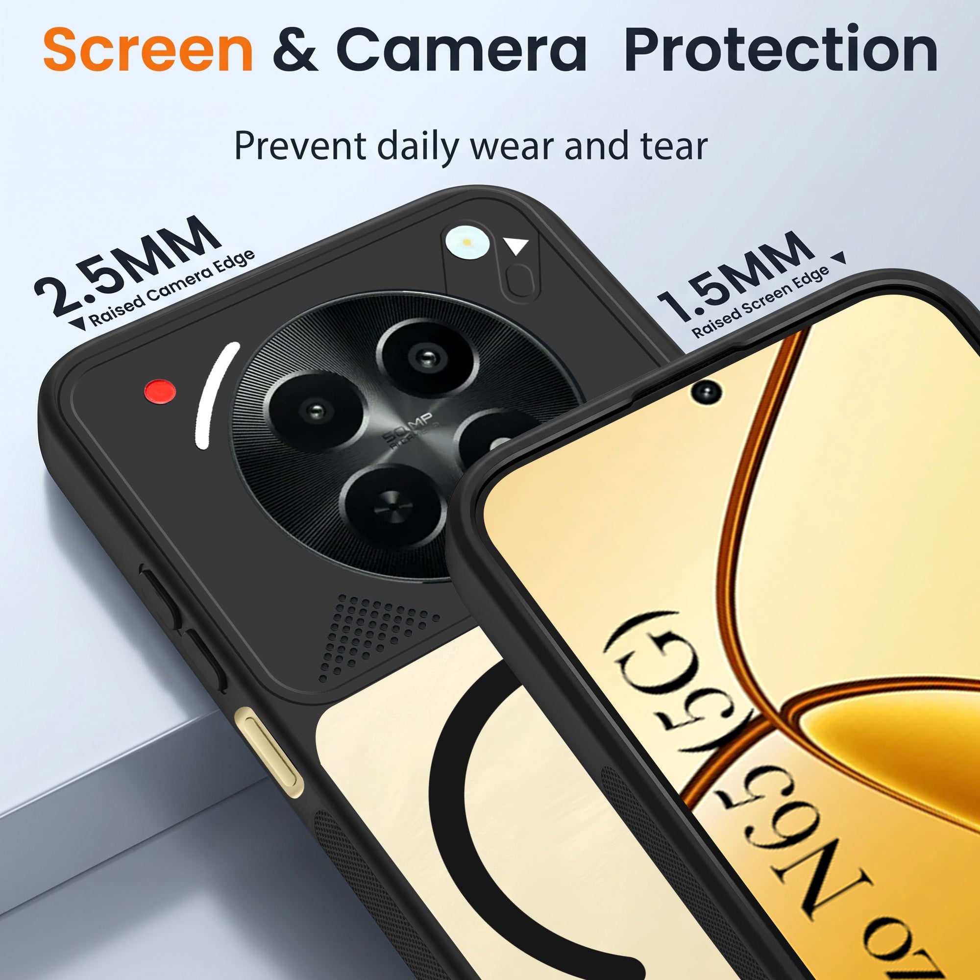 For Realme Narzo N65 5G Back Cover Case Lifetime Anti-Yellow Clear (Camera Protection | Side Grip | Wireless MagSafe Compatible)