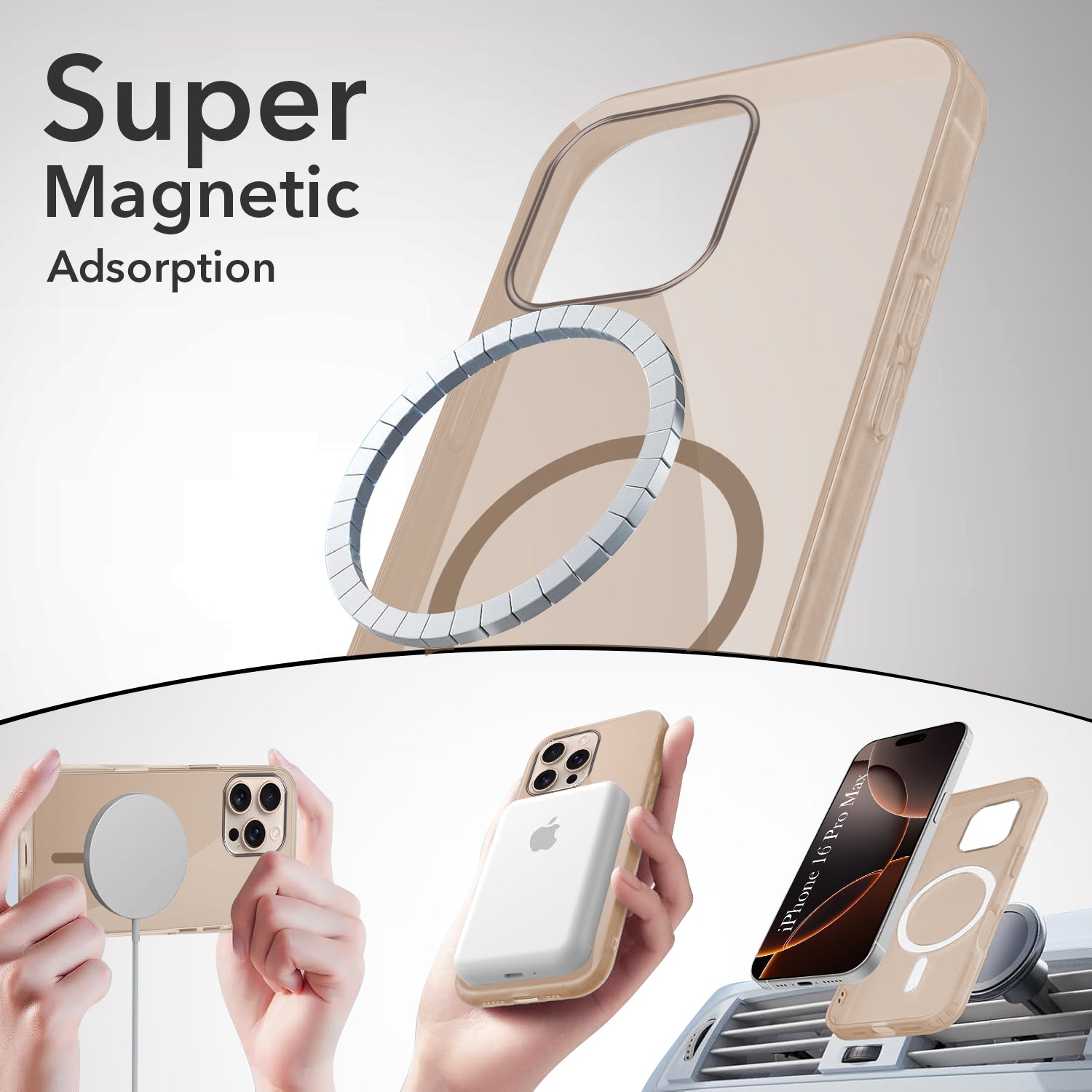 For Apple iPhone 16 Pro Max Back Cover Case Lifetime Anti-Yellow MagSafe Compatible Clear(Sleek Hard Crystal | Camera Protection and Shockproof)