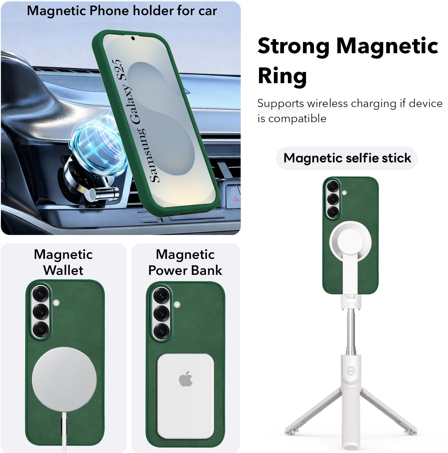 For Samsung Galaxy S25 Back Cover Case (Sleek Leather Finish | MagSafe Compatible Wireless Charging | Camera Bump Protection)