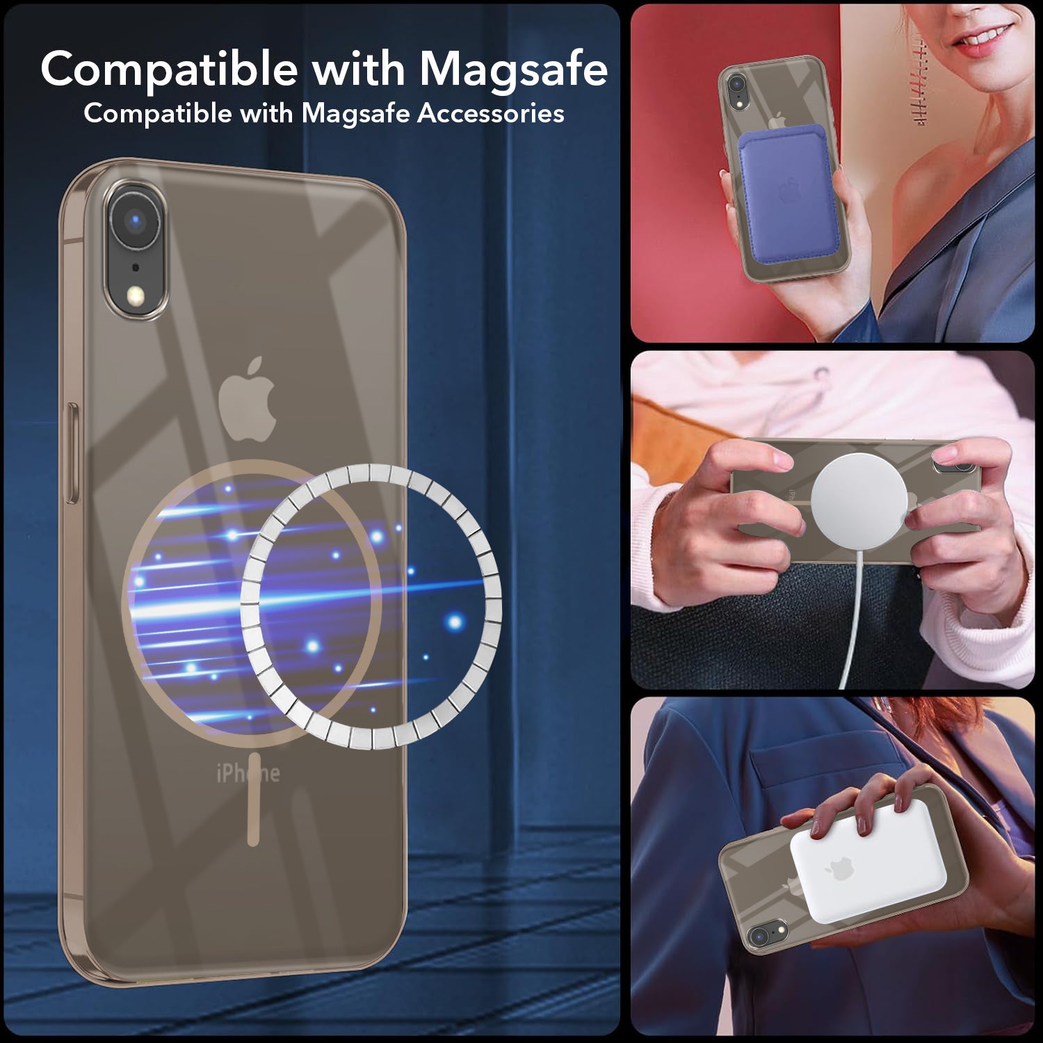 For Apple iPhone XR Back Cover Case (Crystal Clear Case | MagSafe Wireless Charging Support | Hard Anti Yellow | Camera Protection Bump)