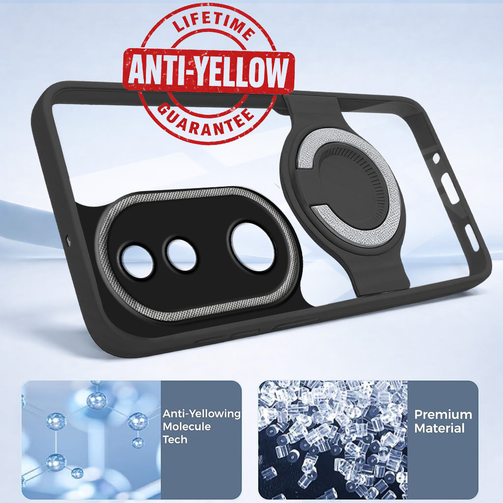 For Vivo iQOO Z10R Back Cover Case with stand (Built-in Ring Holder Kickstand | Lifetime Anti Yellow | Camera Protection)
